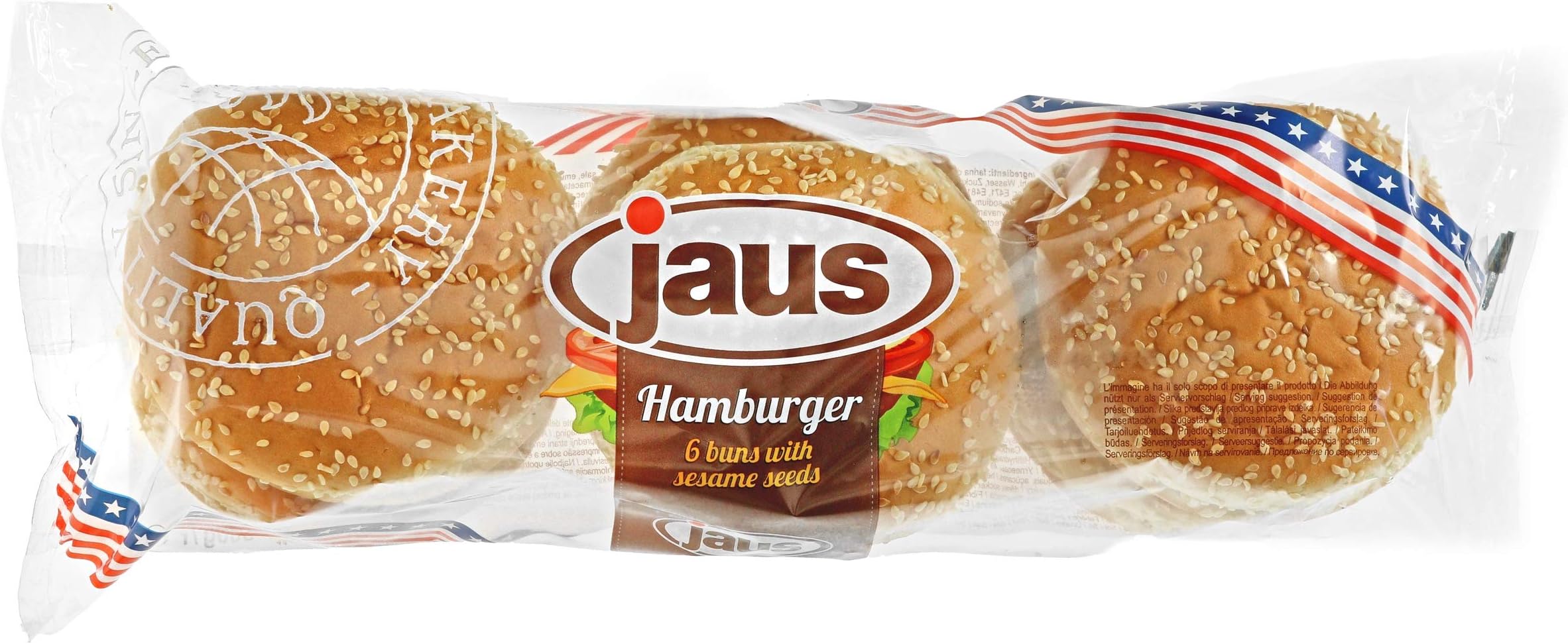 Burger Buns ( 8 Packs in Box) [Megaburger Pack of 4 Burns x 8 Packs (46p per Burns)] [Hamburger Pack of 6 Burns x 8 Packs( 31p per Burns)] (Hamburger with Sesame Seeds)