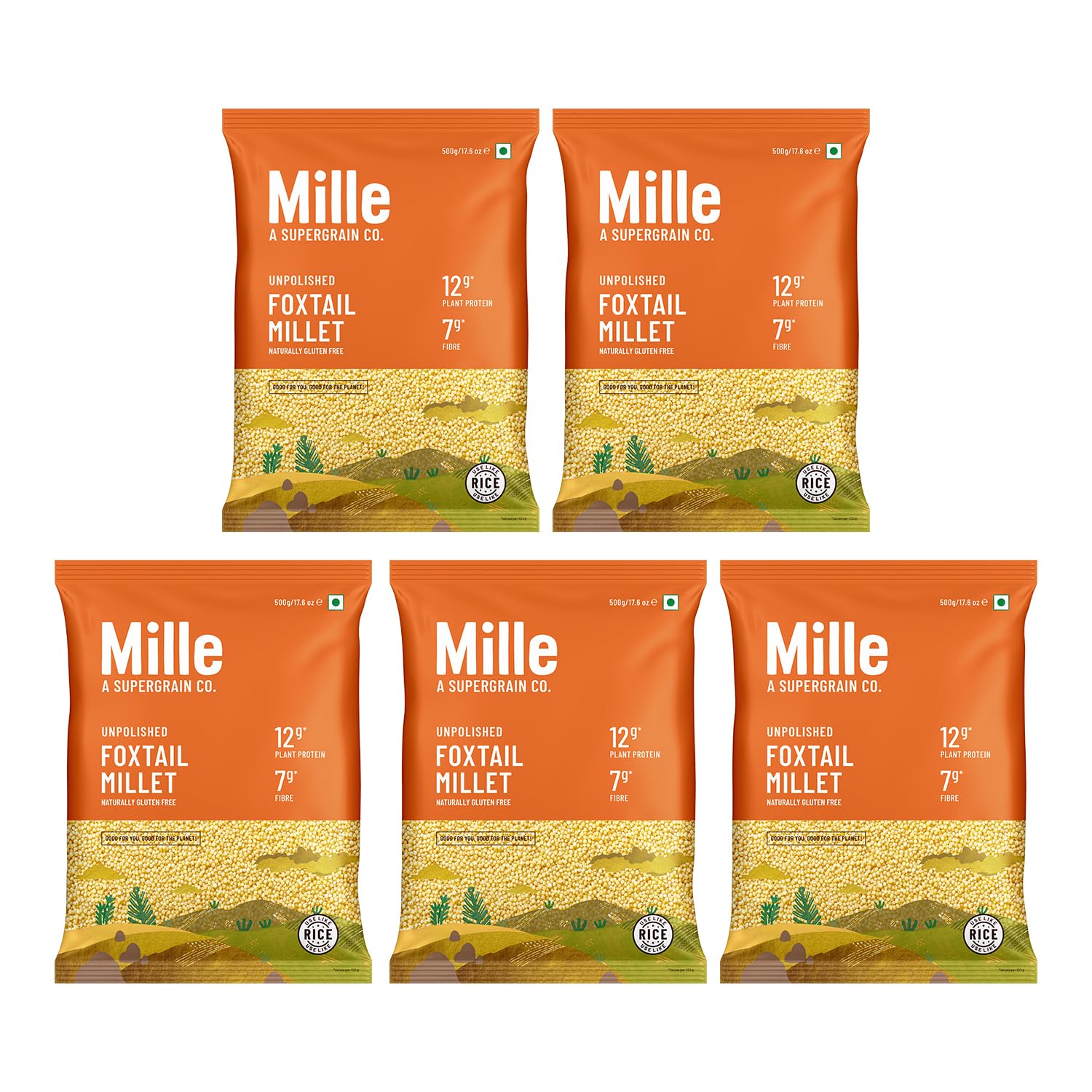 Millé: A Supergrain Co. Mille Foxtail Millet Whole Grain|Kangani|Gluten Free|No Chemicals|High Plant Protein&Fibre|Rice Replacement|Vegan|100% Whole Grain|Rice For Fasting,X 5,2.4 Kilograms (B0BLYSC7FC) Amazon Price History, Amazon Price Tracker