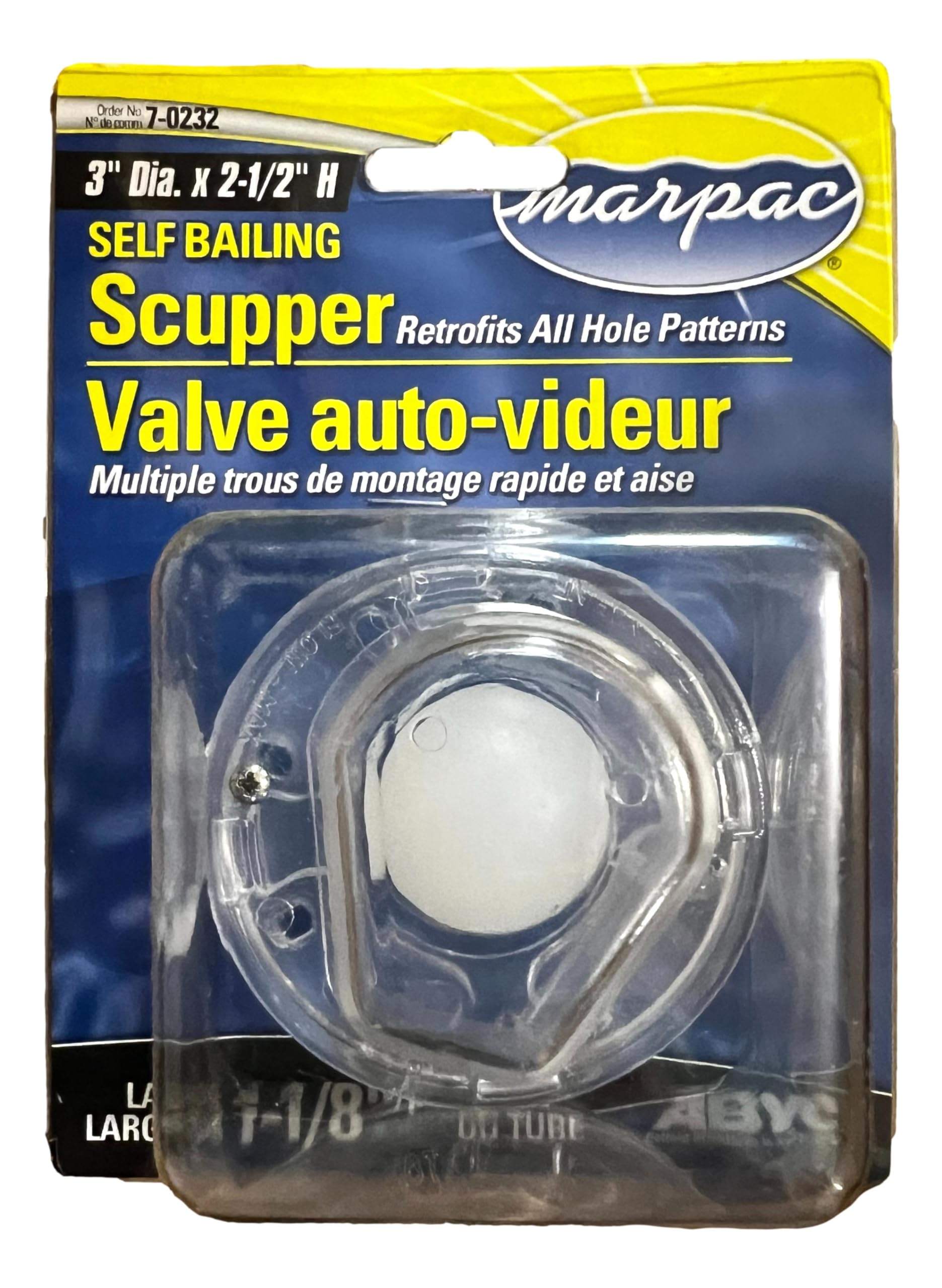 Fiberglass Supply Depot Flow-max Self Bailing Ball Scupper - Clear