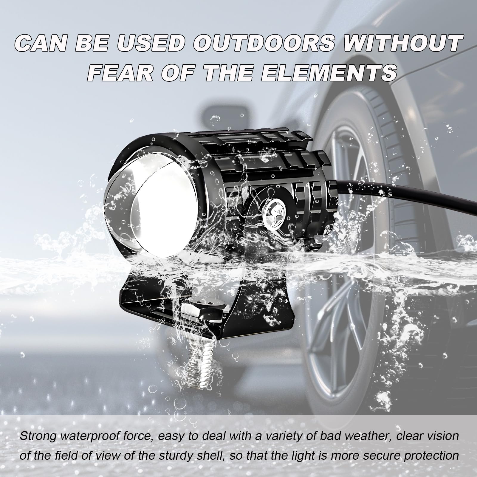 2PCS Motorcycle LED Driving Fog Lights, Super Bright White/Amber Motor Auxiliary LED Spotlights with 2 Switch, Waterproof Aux Motorcycle Headlight for Car Truck ATV Tractor