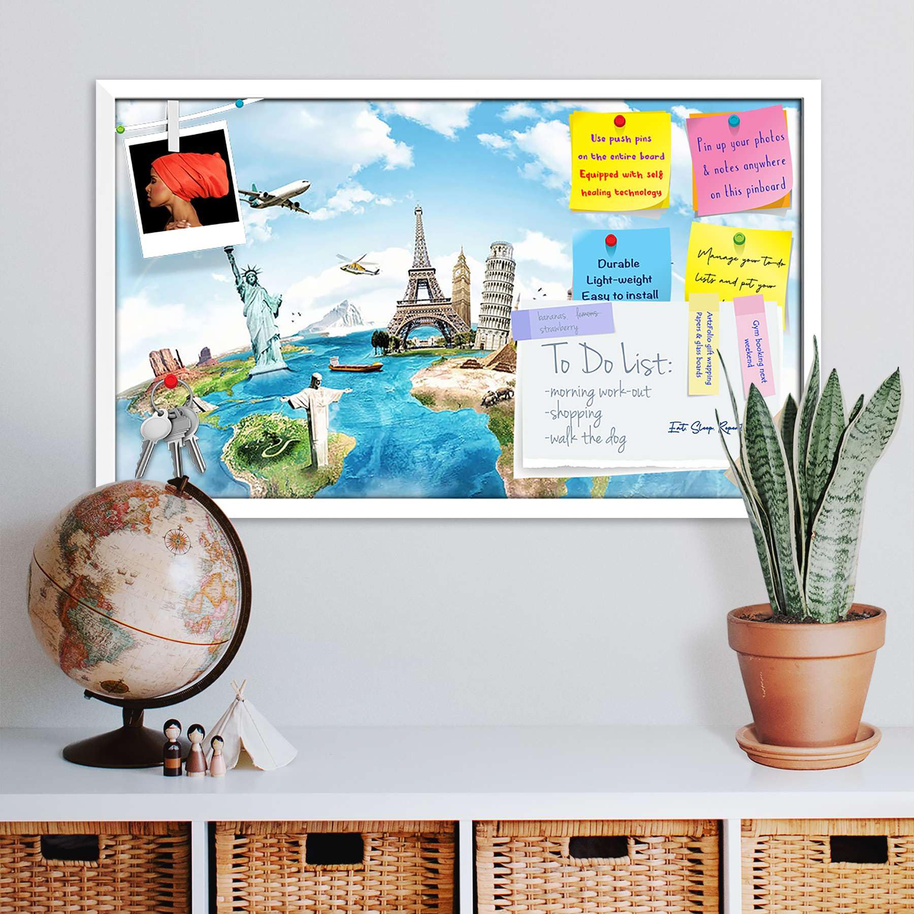 ArtzFolio Monument Concept | Bulletin Board Notice Pin Board | Vision Soft Board Combo with Thumb Push Pins & Sticky Notes | White Frame | 26.7 x 16 inch (68 x 41 cms)-image-16