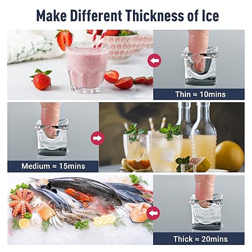Miniatura 3 de ICEVIVAL Máquina comercial para hacer hielo, 99 libras24 horas, máquina de hielo debajo del mostrador con almacenamiento de hielo de 33 libras,
