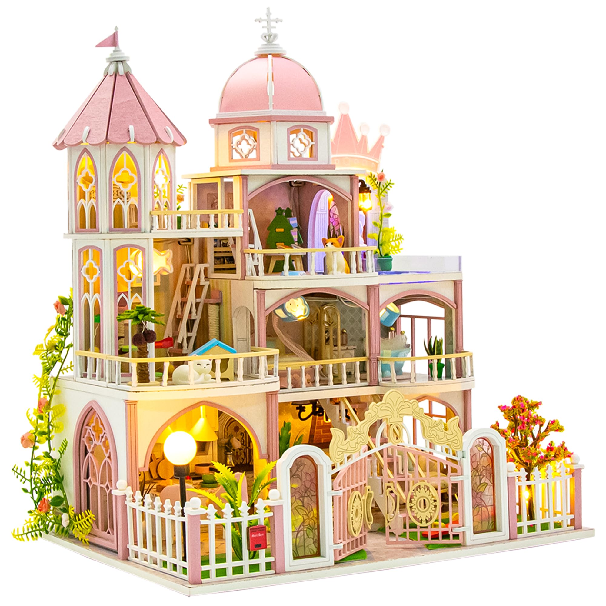Spilay Miniature House Kits For Adults, Windsor Castle DIY Miniature House Kit with LED Light, Creative 3D Puzzle for Relaxation & Desk Decor, Soothing Craft for Teens Adults (Christmas, Birthday) — image 1