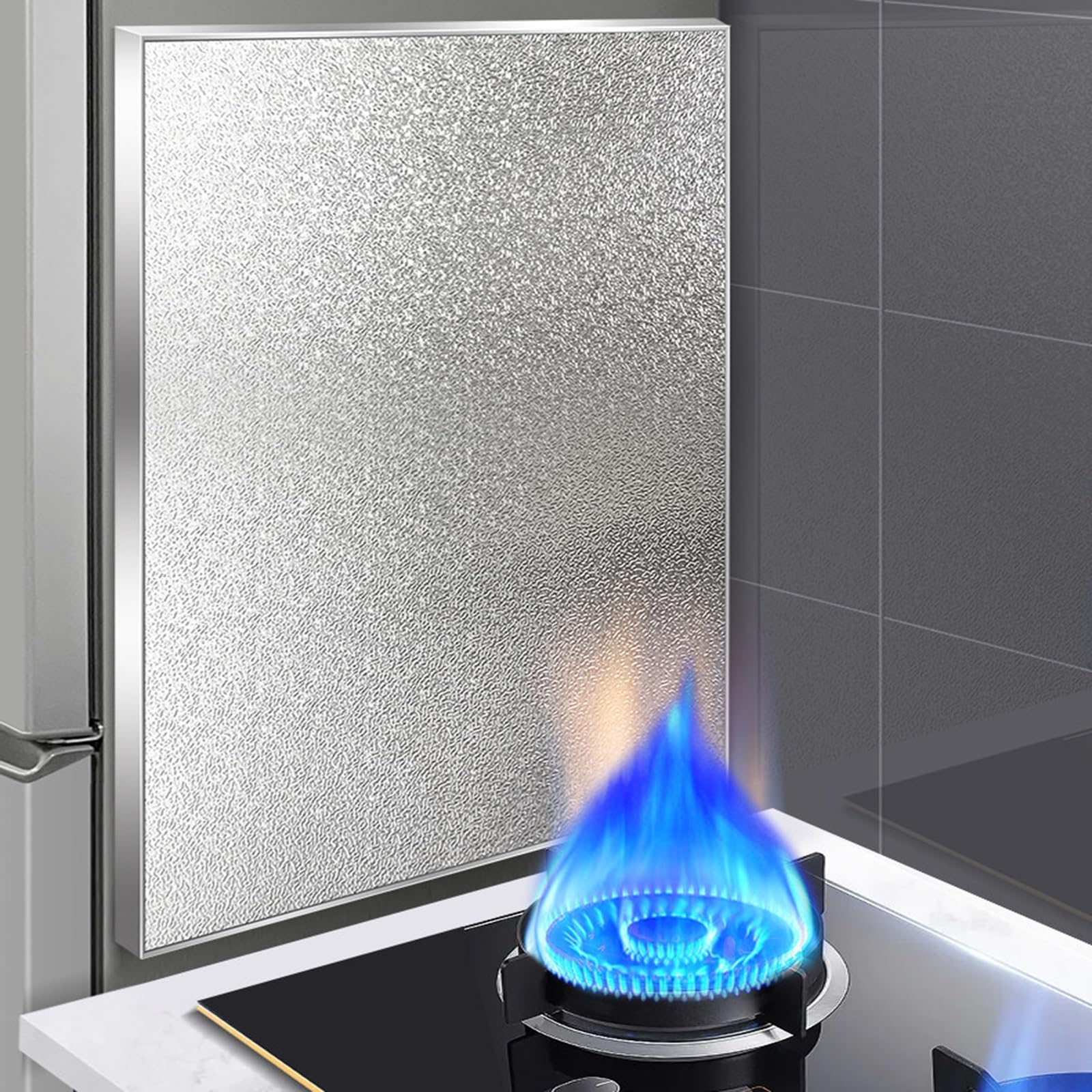 Pannello di Protezione Termica per Piano Cottura, Pannello Isolante Termico Ignifugo, Tappetino Isolante Termico Cucina in Alluminio - Alte Temperature e Liscio(Stand type,50 x 70 cm)