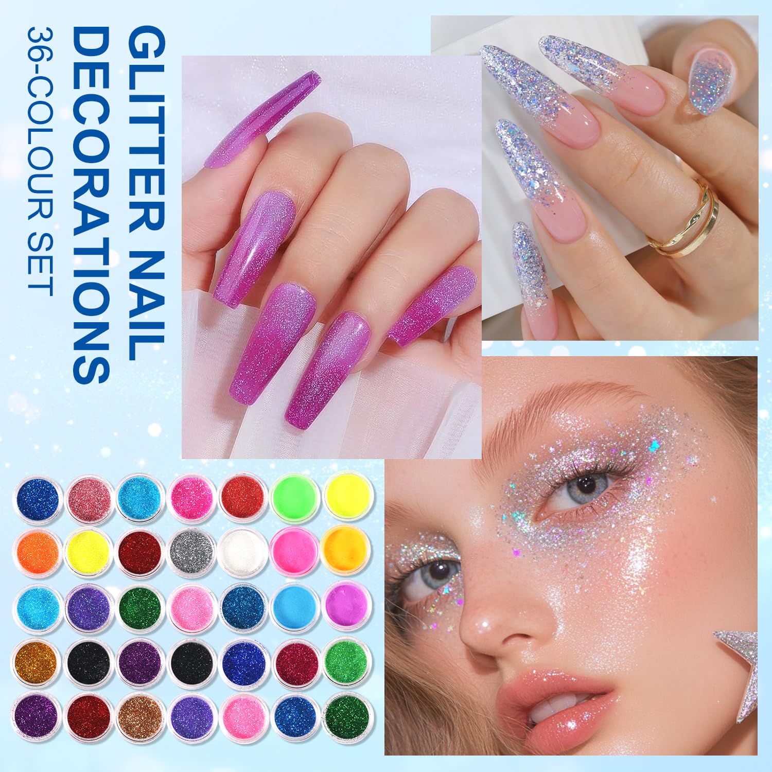 Major Dijit Acryl Nägel Starterset mit LED UV Lampe Acrylpulver, Nagelfräser, Nageldesign Set, Nagelbürste, Nagelspitzen, Topcoat & Basecoat – Komplett Set Maniküre zu Hause