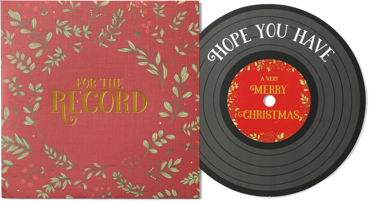 Vinyl Record Luxury Vintage Christmas cards Boxed with envelopes | For the record – Bulk Holiday Cards for a Merry Xmas | Pairs perfectly with Christmas gifts and stocking stuffers for music lovers (Single)