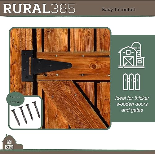 Miniatura 5 de Rural365 Bisagras triangulares para puerta, paquete de 4 – Bisagras de puerta de estilo granja resistentes de 6 pulgadas con correa en T de color