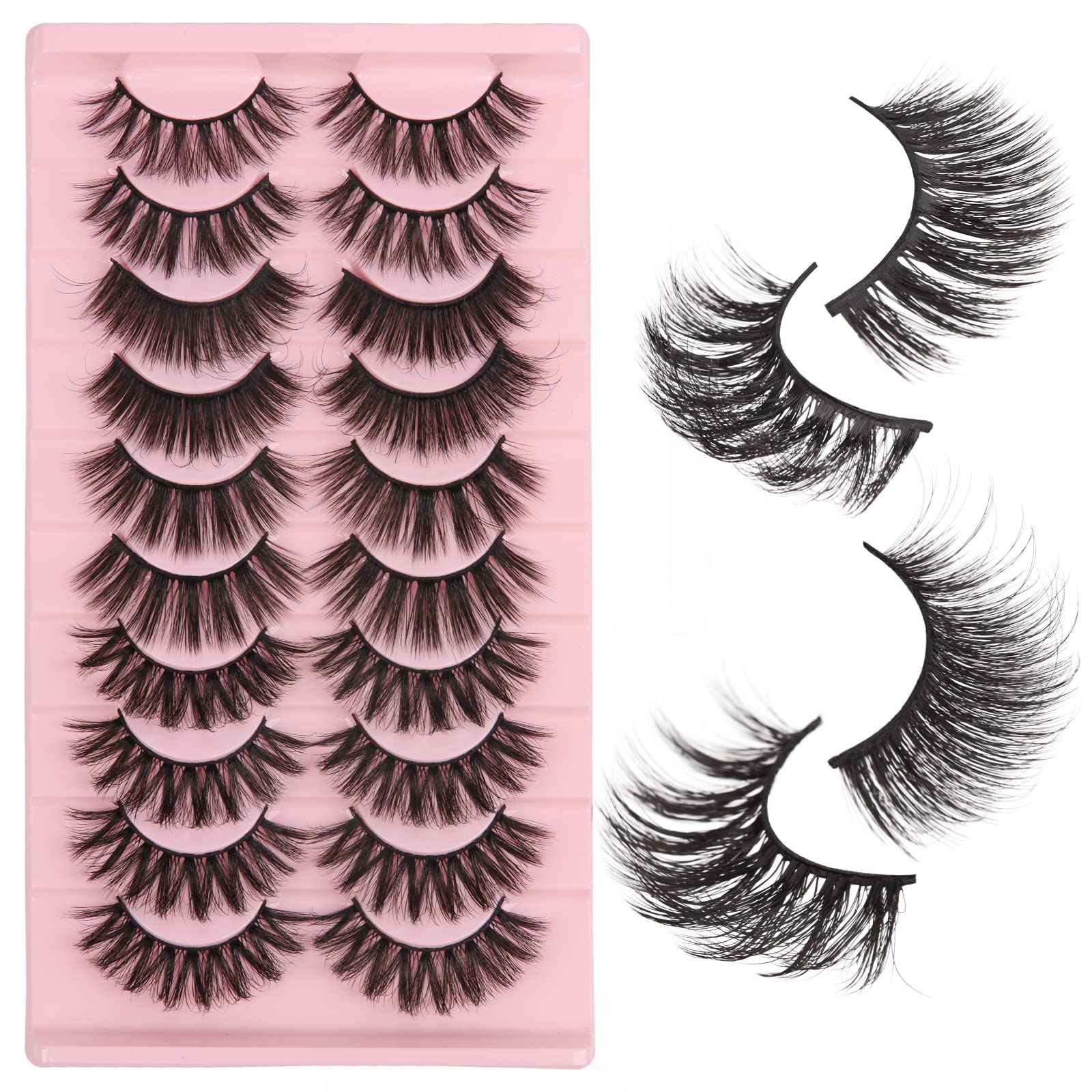 Suhome False Eyelashes Fluffy Volume Fake Eyelashes 4 Styles Natural Look 10 Pairs Cat Eye Faux Mink Lashes