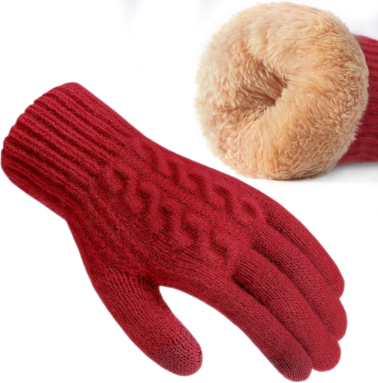 Pleneal Womens Winter Gloves - Gloves for Women Cold Weather, Womens Warm Fleece Lined Touch Screen Dual-Layer Glove