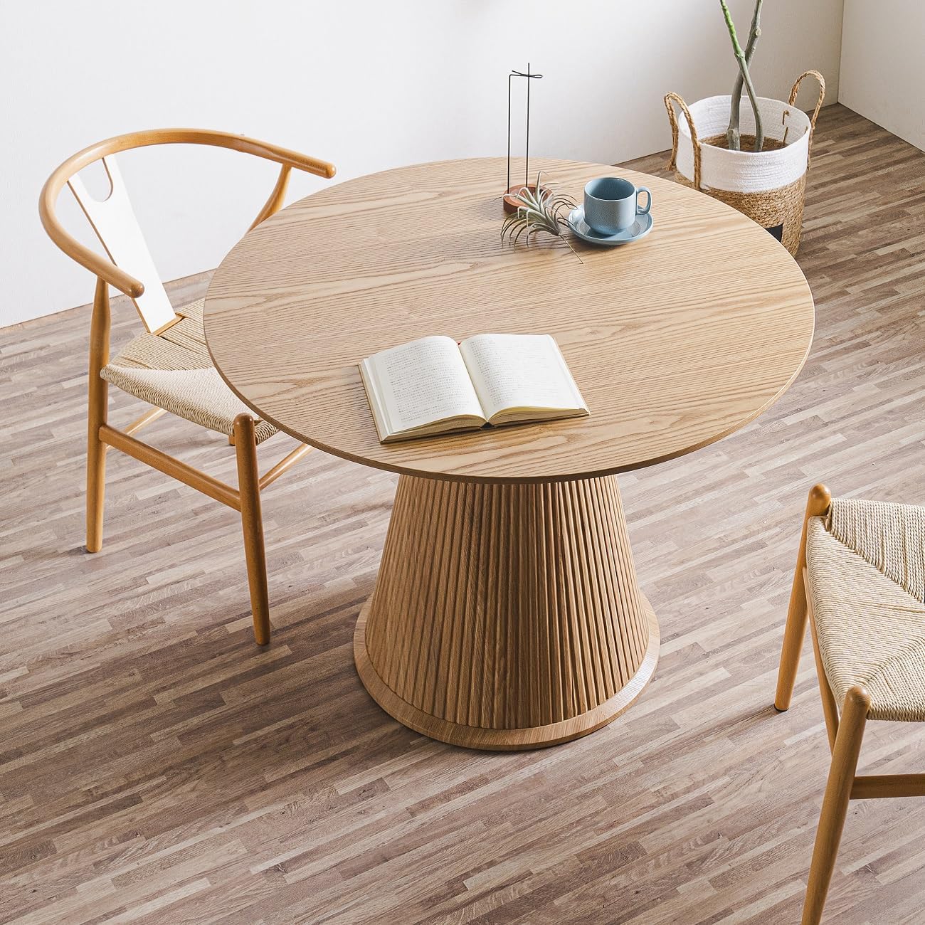 Amazon｜大川家具サンセー ダイニングテーブル 100cm 丸テーブル 木製