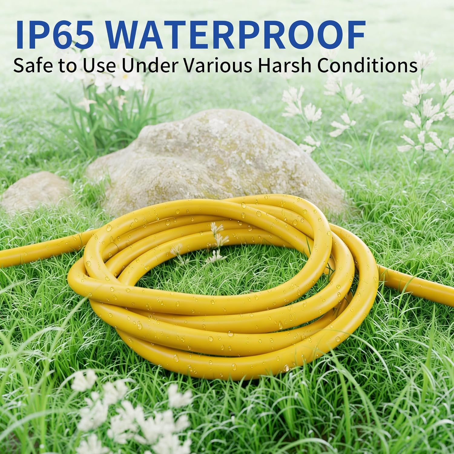 50ft Outdoor/Indoor Extension Cord with Lighted 10/3 Gauge Ultra 3 Prong Heavy Duty SJTW, Waterproof, Flexible Cold-Resistant,15A 125V 1875W, Yellow