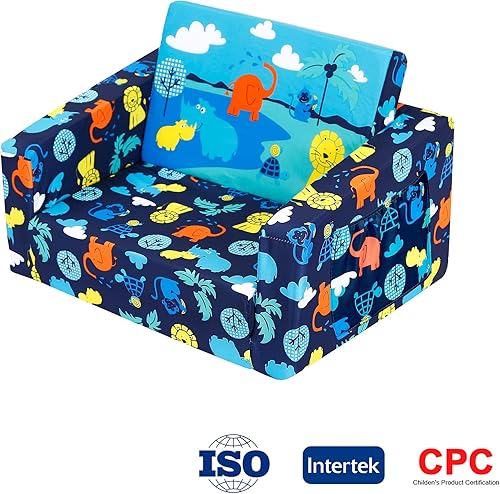 Miniatura 9 de MallBest Sofá cama para niños sillón tapizado para bebé silla para fiestas de pijamas reclinable abierto rosa rojocastillo