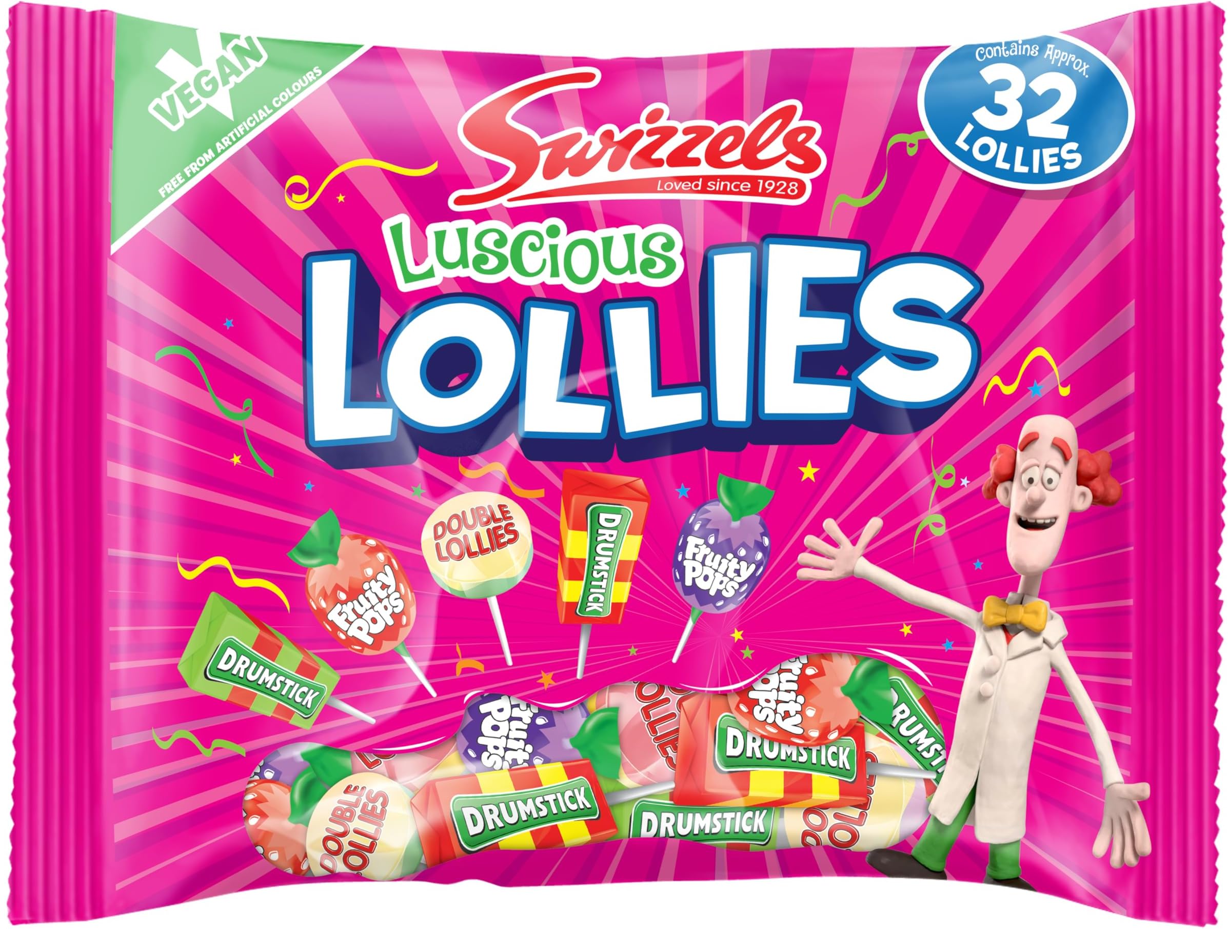 Swizzels Luscious Lollies 354g, Assorted Lollipops with Drumsticks, Fruity Pops & Double Lollies, Vegan Friendly Sweet Mix for Sharing
