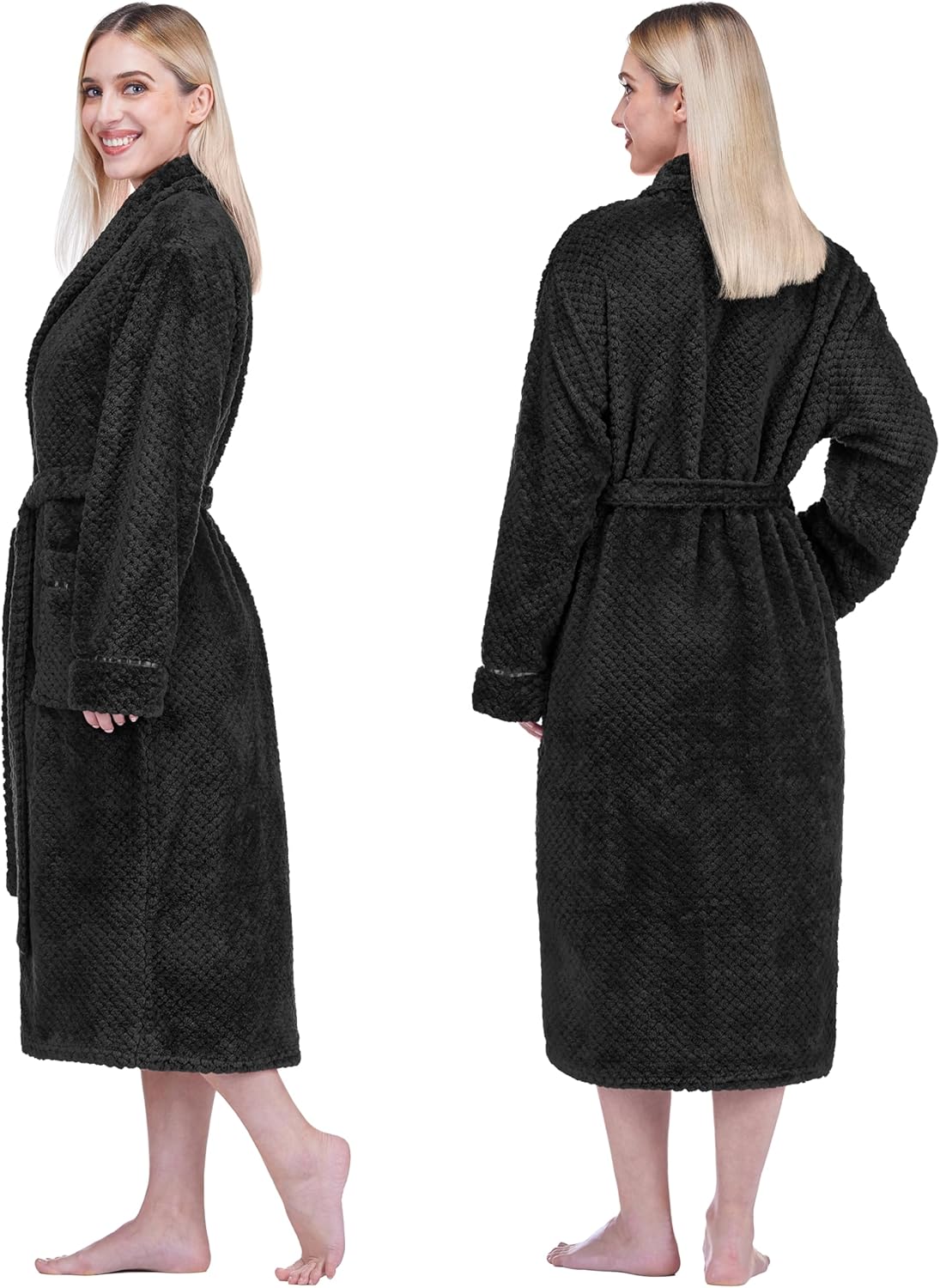 PAVILIA Women Plush Fleece Robe, Soft Textured Bathrobe, Lady Cozy Spa Long Robe - Image 2