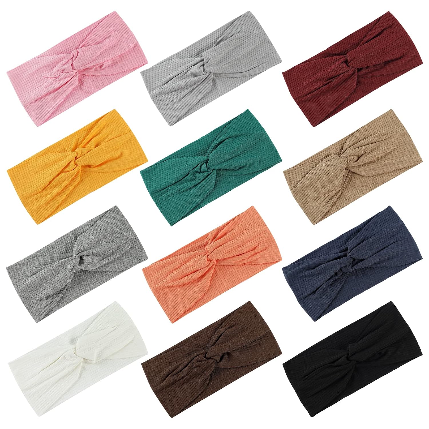 12 Pack Multicolor Headbands Elastic Headband for Women Girls Fashion Headbands Soft Breathable fabric