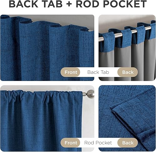 Miniatura 37 de Joydeco - Cortinas 100% opacas, 2 paneles de lino natural para oscurecer habitación/sala de estar, aislamiento térmico, trabillas traseras y