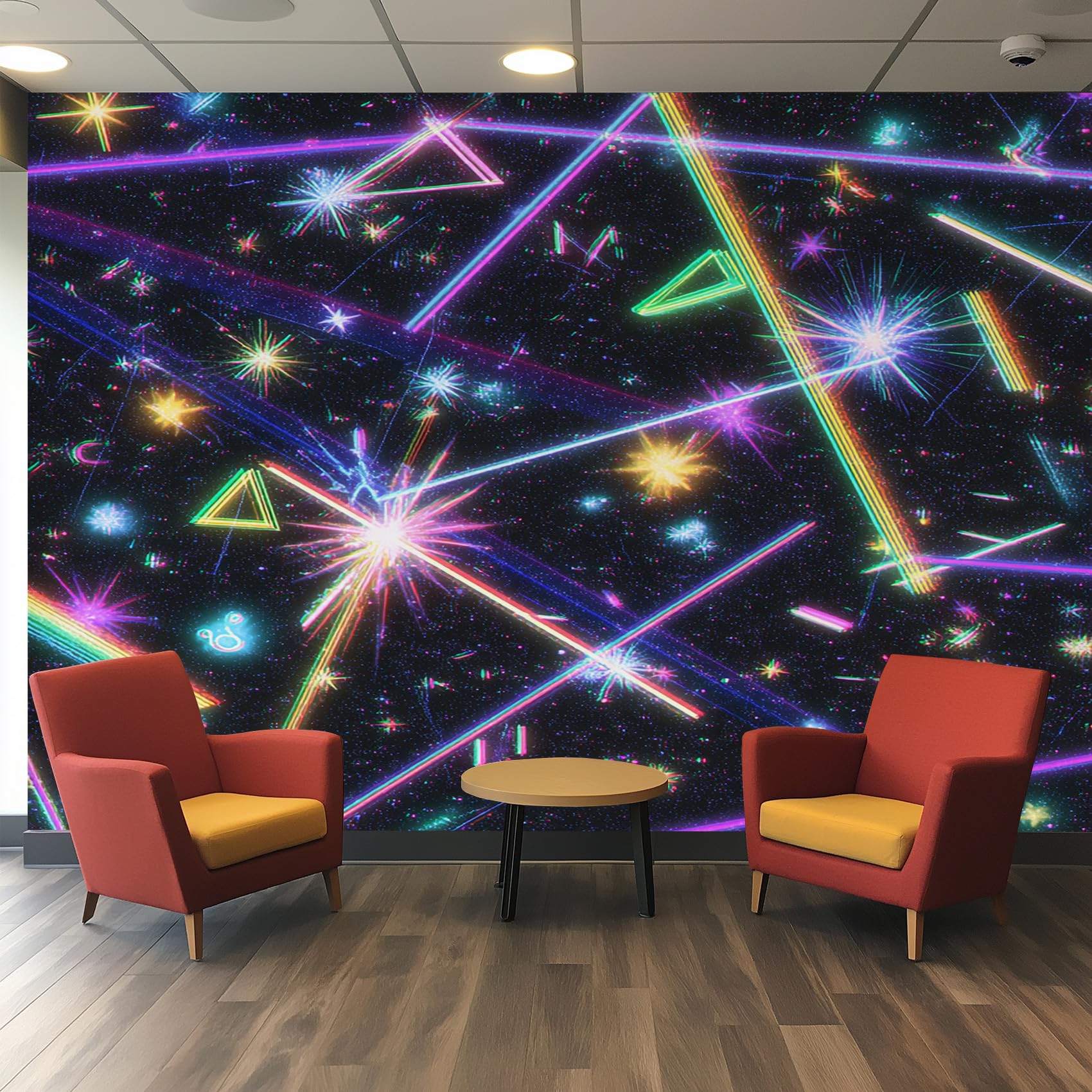 VIXENIUM Neon Wallpaper for Living Room Kitchen Bedroom, Abstract Psychedelic Colorful Wallpaper Wall Art Stickers Mural 140x200 cm, Neon Sticker for Walls Decor