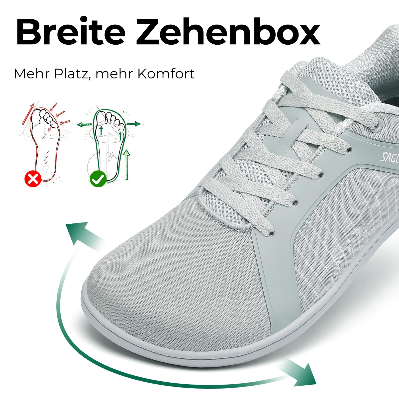 SAGUARO Barfußschuhe Herren Minimalistische Freizeitschuhe mit Zero Drop Sohle für Alltag,Pendeln,Walking,Reisen Gr.39-48