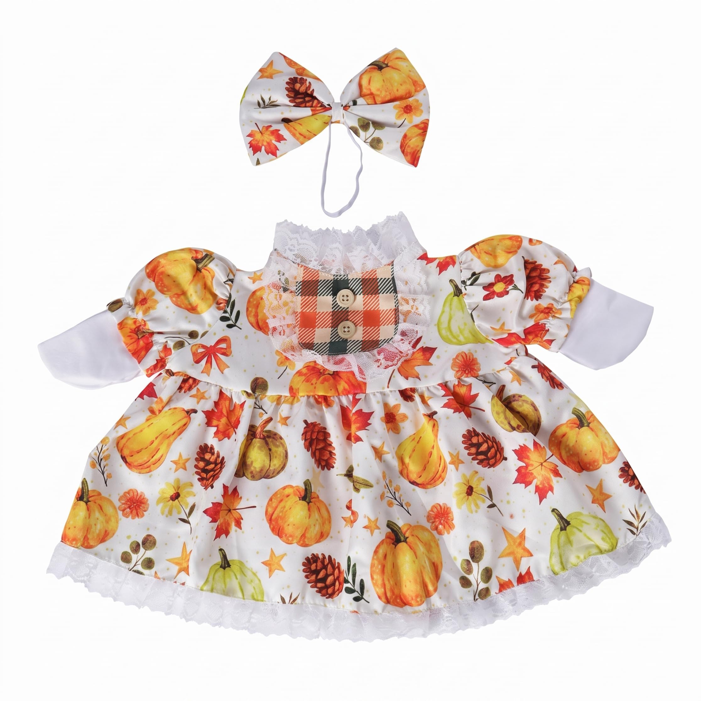Apprelady 23 Inch Autumn Goose Outfit, Pumpkin Harvest Bow