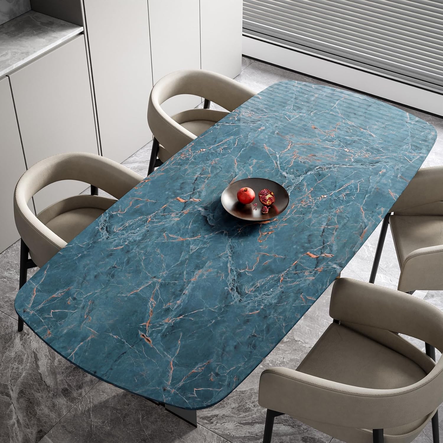 Stickyart Luxury Blue Orange Marble Wallpaper Self Adhesive Kitchen Backsplash Contact Paper Removable Glossy Marble Peel and Stick Contact Paper Modern Vinyl Warp for Bathroom Wall 36"x160"
