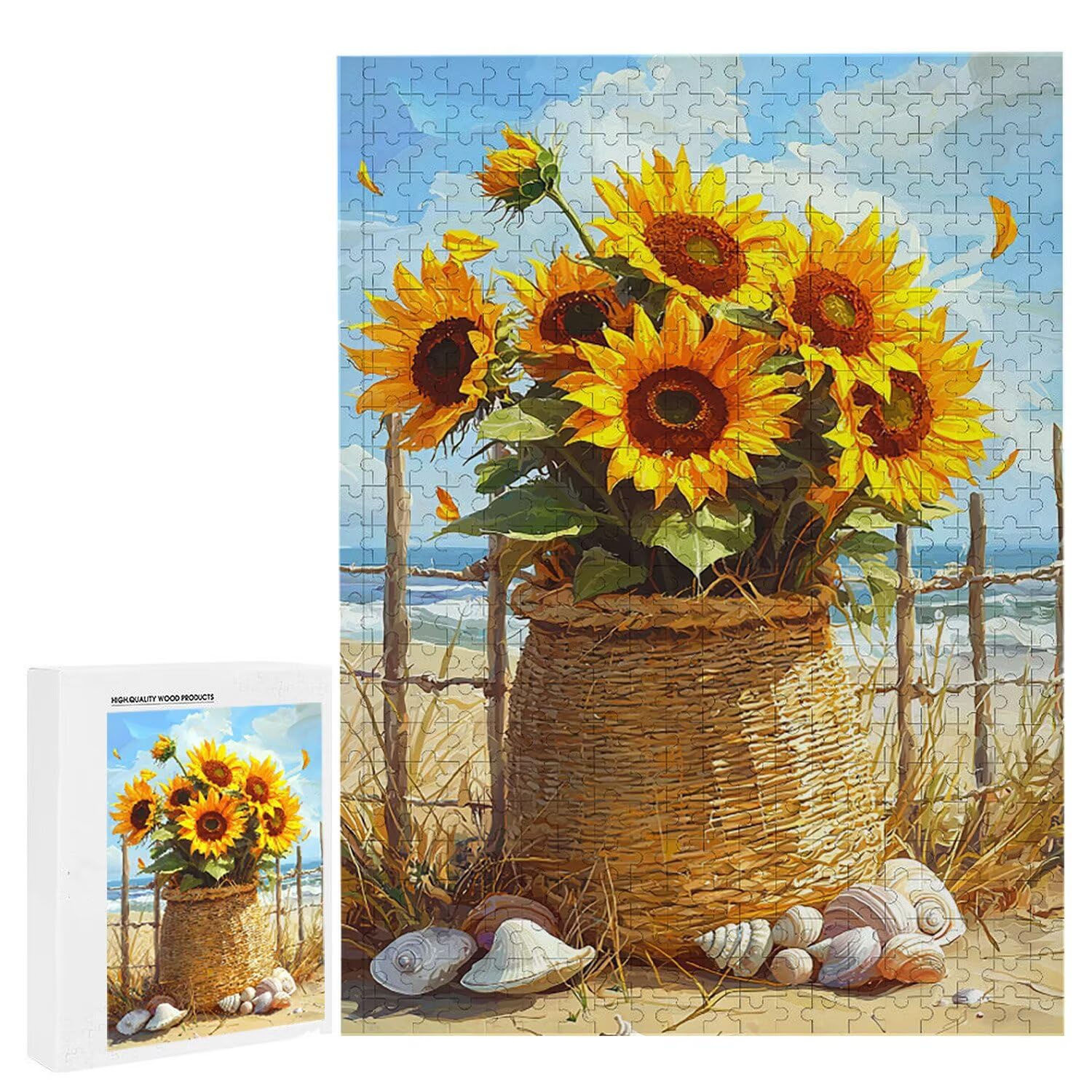 1500 Pezzi di Puzzle, Vista mare Girasole1500 Pezzi di Puzzle per Adulti, Regalo di Anniversario e Natale, Decorazione Della Casa, Prevenzione Della Degenerazione Cerebrale Negli Anziani v-275