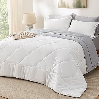 Full Size Luxury Faux Fur Comforter Set - Soft & Breathable 7-Piece Bedding Collection - 1 Comforter, 1 Fitted Sheet, 1 Flat, 2 Pillowcases, 2 Pillow Shams - Deep Pocket - Premium Quality, White