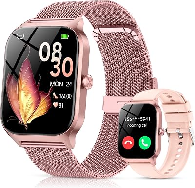💎 78% MEGA DEAL! Smart Watch for Women, 120+ Sport Modes, 1.85″HD Fitness Watch with Bluetooth Calls/Messages, 24/7 Heart Rate/Sleep/SpO2 Monitor, IP68 Waterproof Fitness Tracker, Smartwatch for iOS/Android Rose Pink