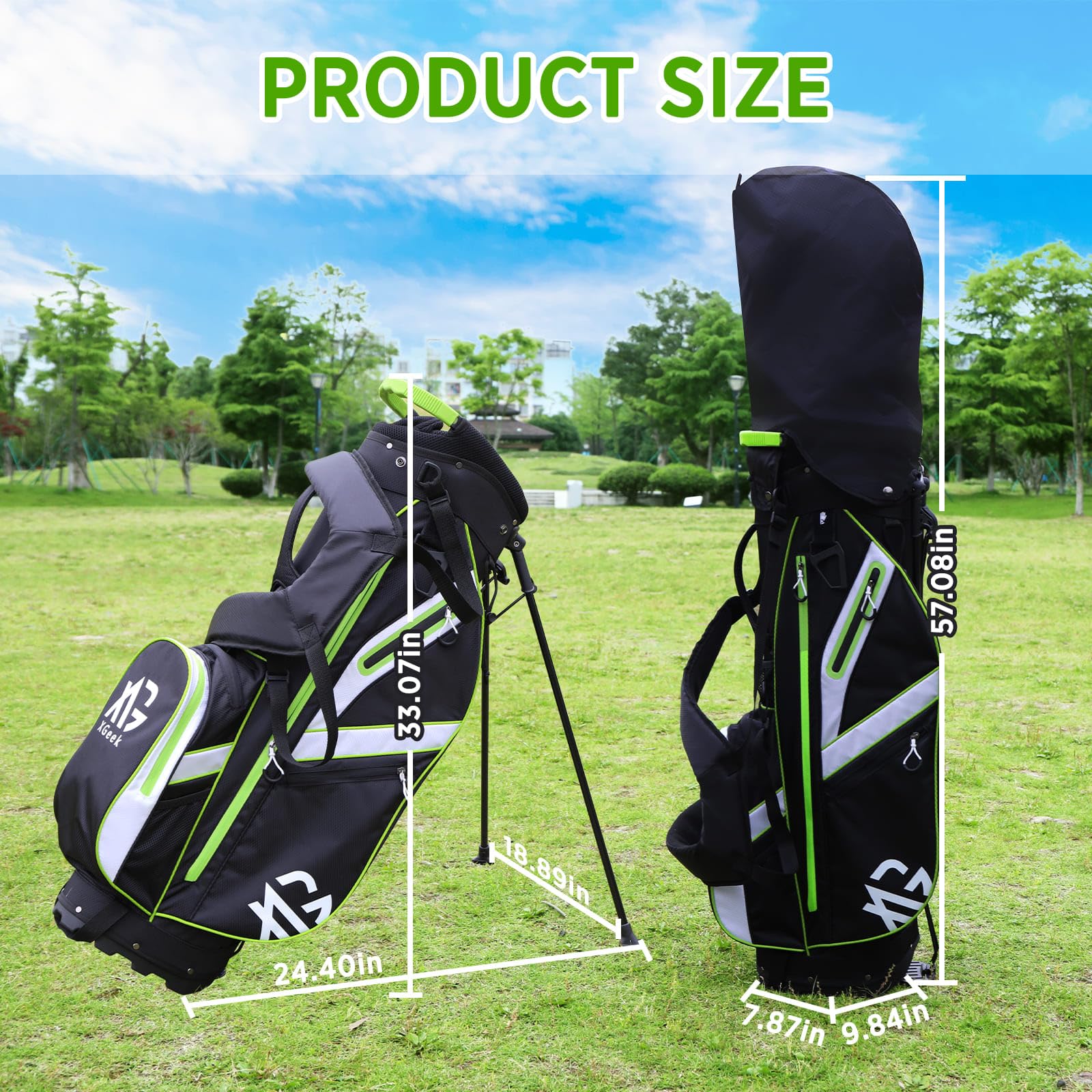 XDriveMax Golfbag, leichtes Golf standbag mit 8-facher Unterteilung für Herren und Damen,Premium Golf Bag mit Regenhülle, Kühlfach und Golfzubehör Kit