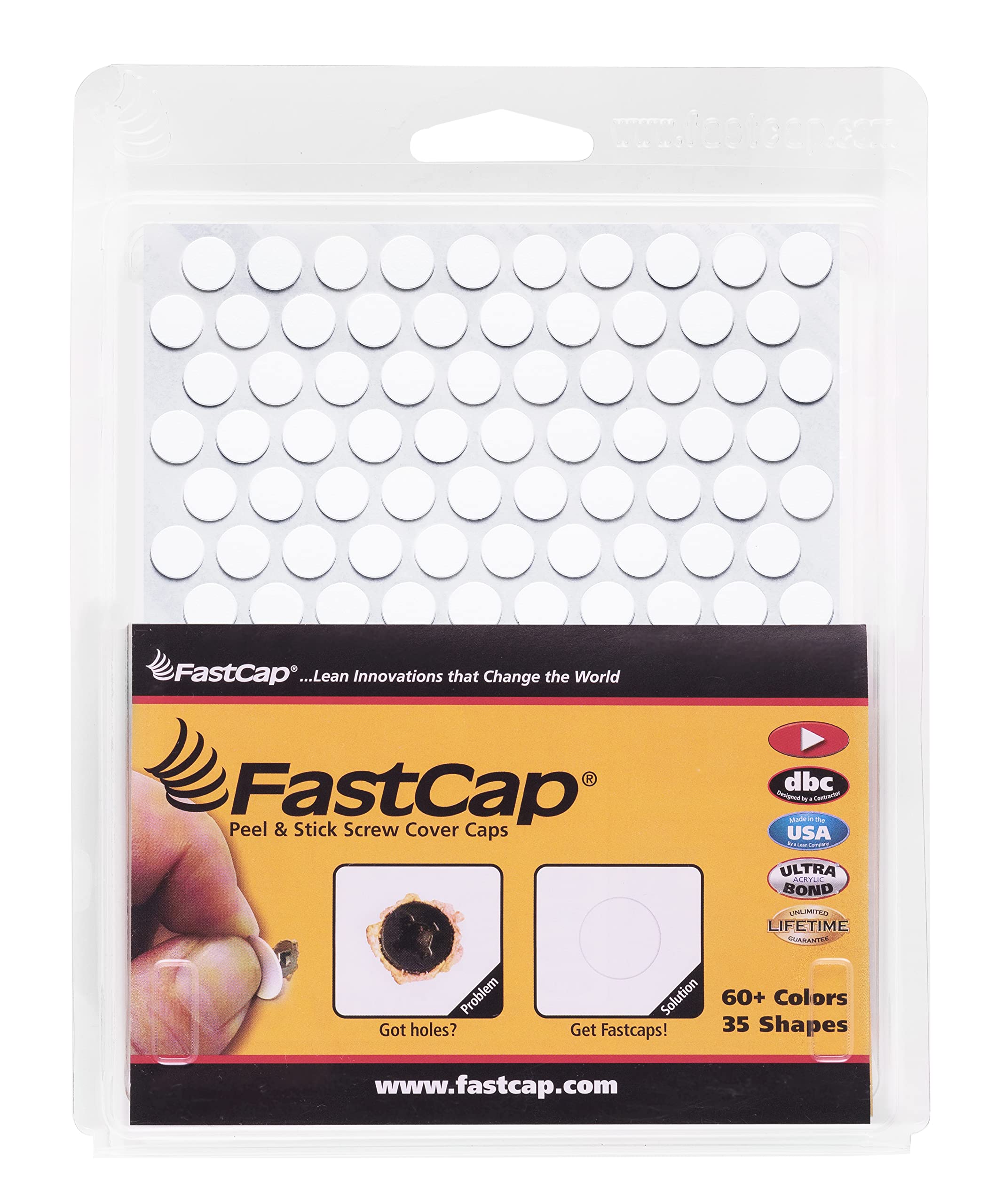 FastCap - Screw Hole Covers, 3/8'' (9mm) Round Stickers - Professional Woodworking, Furniture, and Cabinetry Projects - One Sheet (120-Caps) - Solid