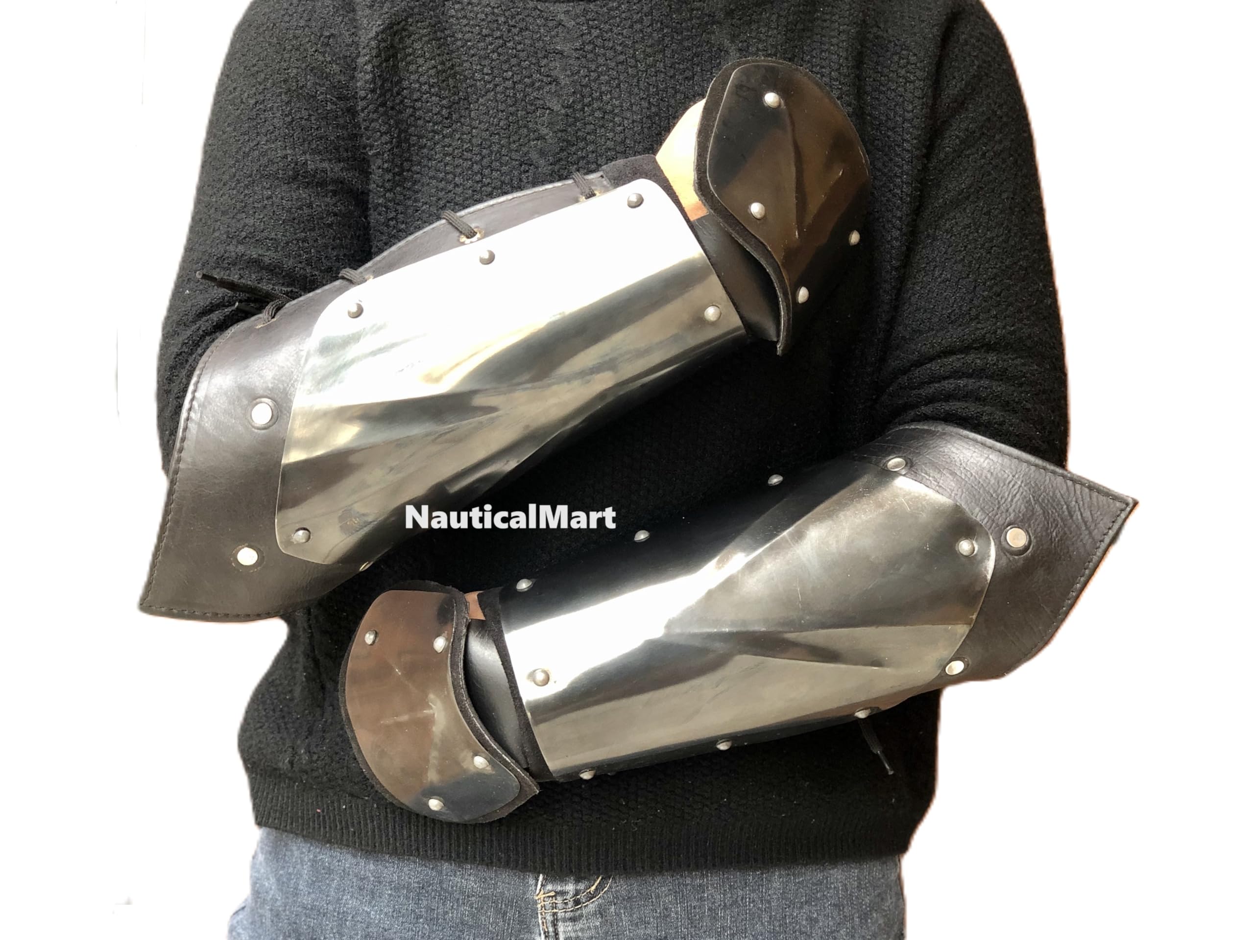 NauticalMart Medieval Bracers Pair of Arm Guard Steel LARP Armor Costume