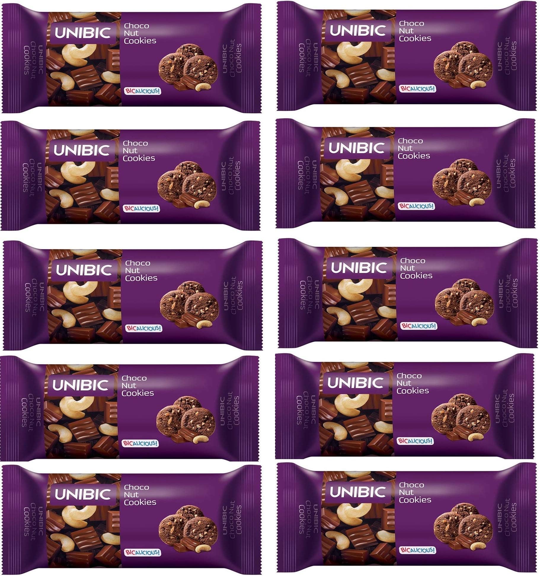 UnibicChoco Nut Cookies, 75 g (Pack of 10)