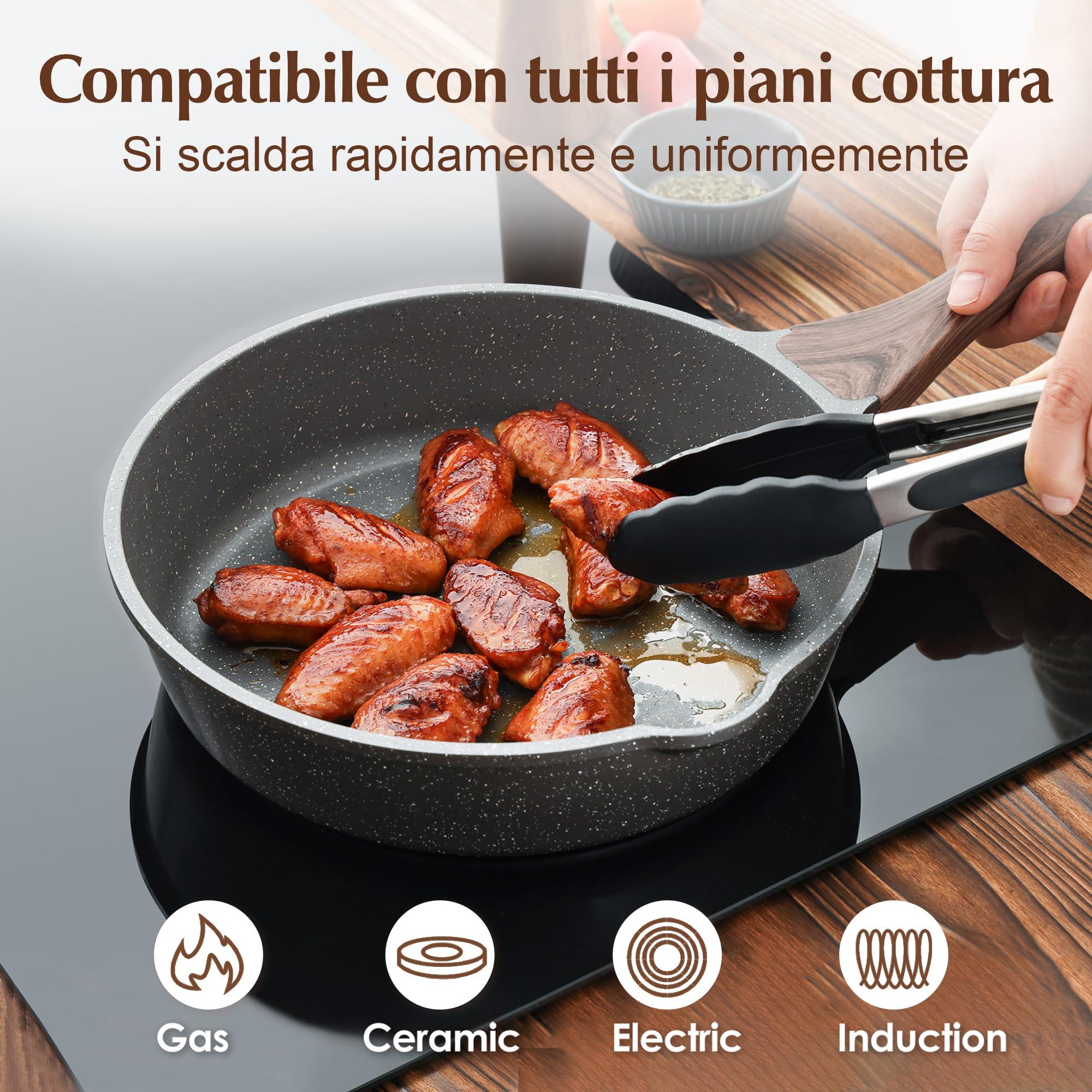 SENSARTE Padella Antiaderente Compatibile con Induzione, 26 cm Grigio