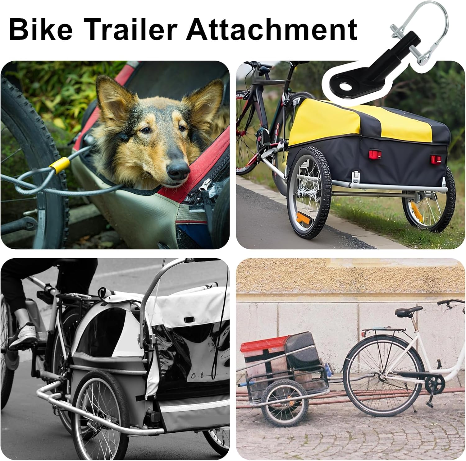 Luomorgo 2 Pack Bike Trailer Hitch Coupler - Heavy Duty Steel Bicycle Trailer Attachment for Child/Cargo/Pet Trailers (Black)