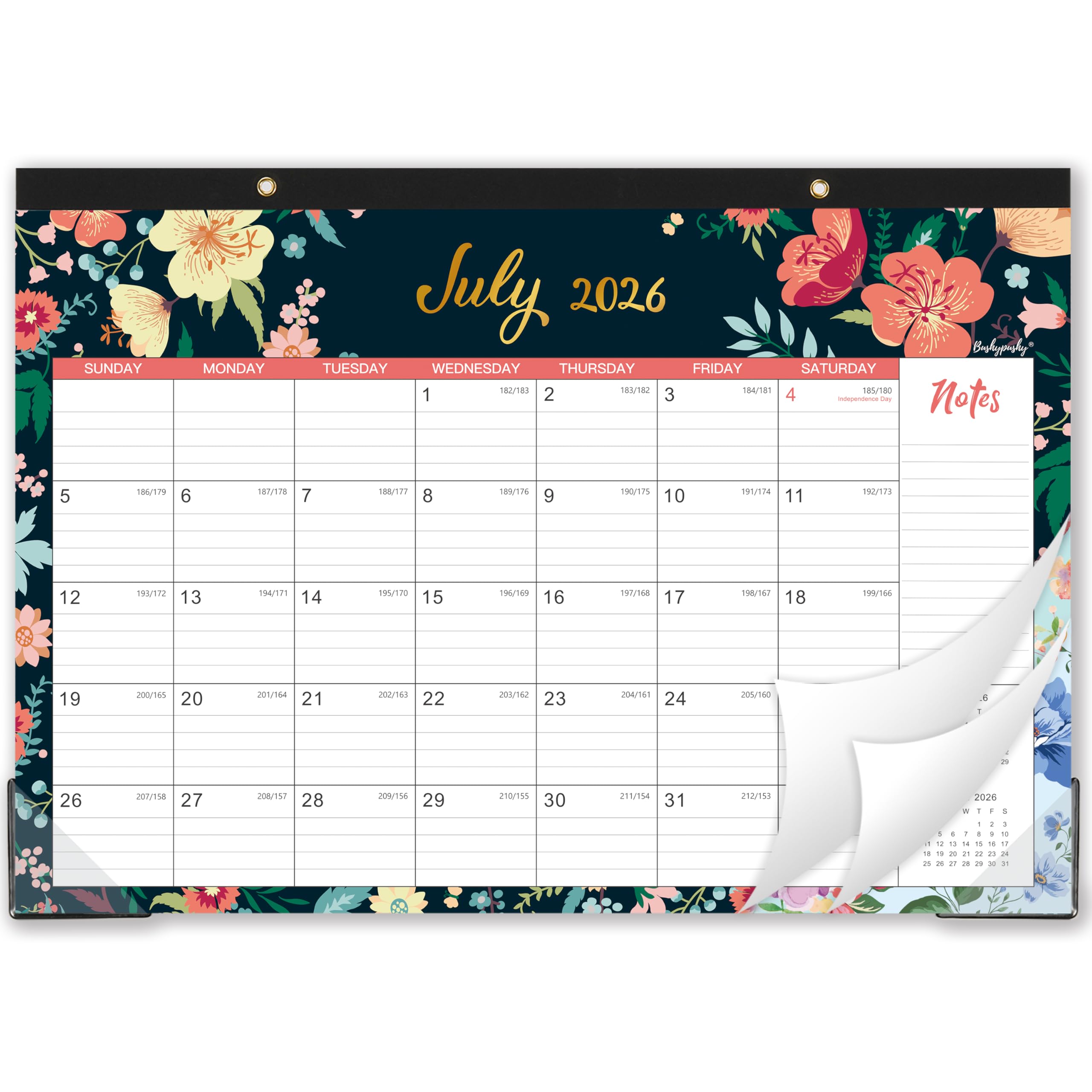 Desk Calendar 2026-2027 - 18 Monthly Desk/Wall Calendar, Jul. 2026 - Dec. 2027, 17" x 12", Thick Paper with Corner Protectors, Large Ruled Blocks -