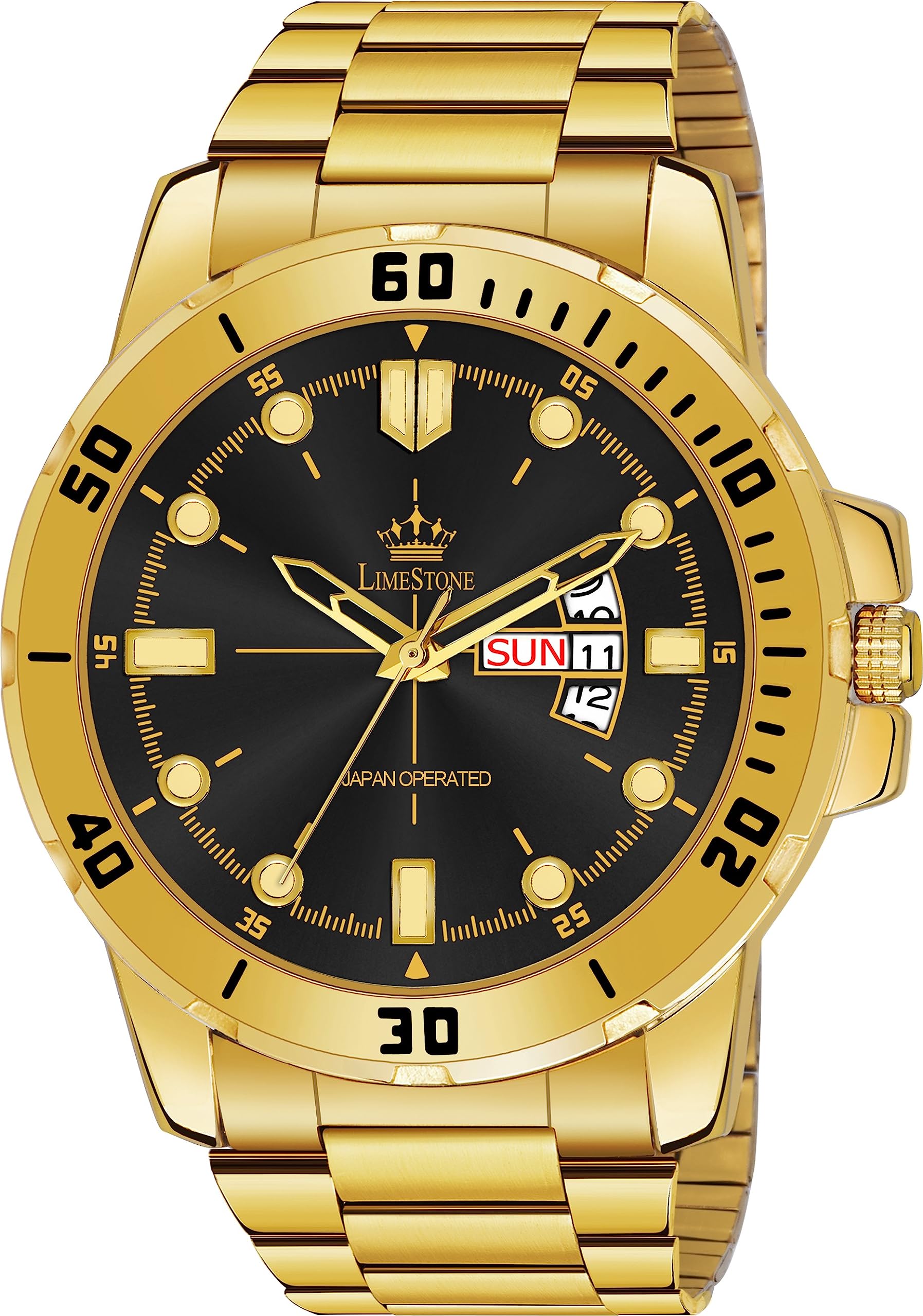 LIMESTONE Day and Date Functioning Original Gold Plated Premium Quartz Analog Watch - for Men (B0CCJ139V3) Amazon Price History, Amazon Price Tracker