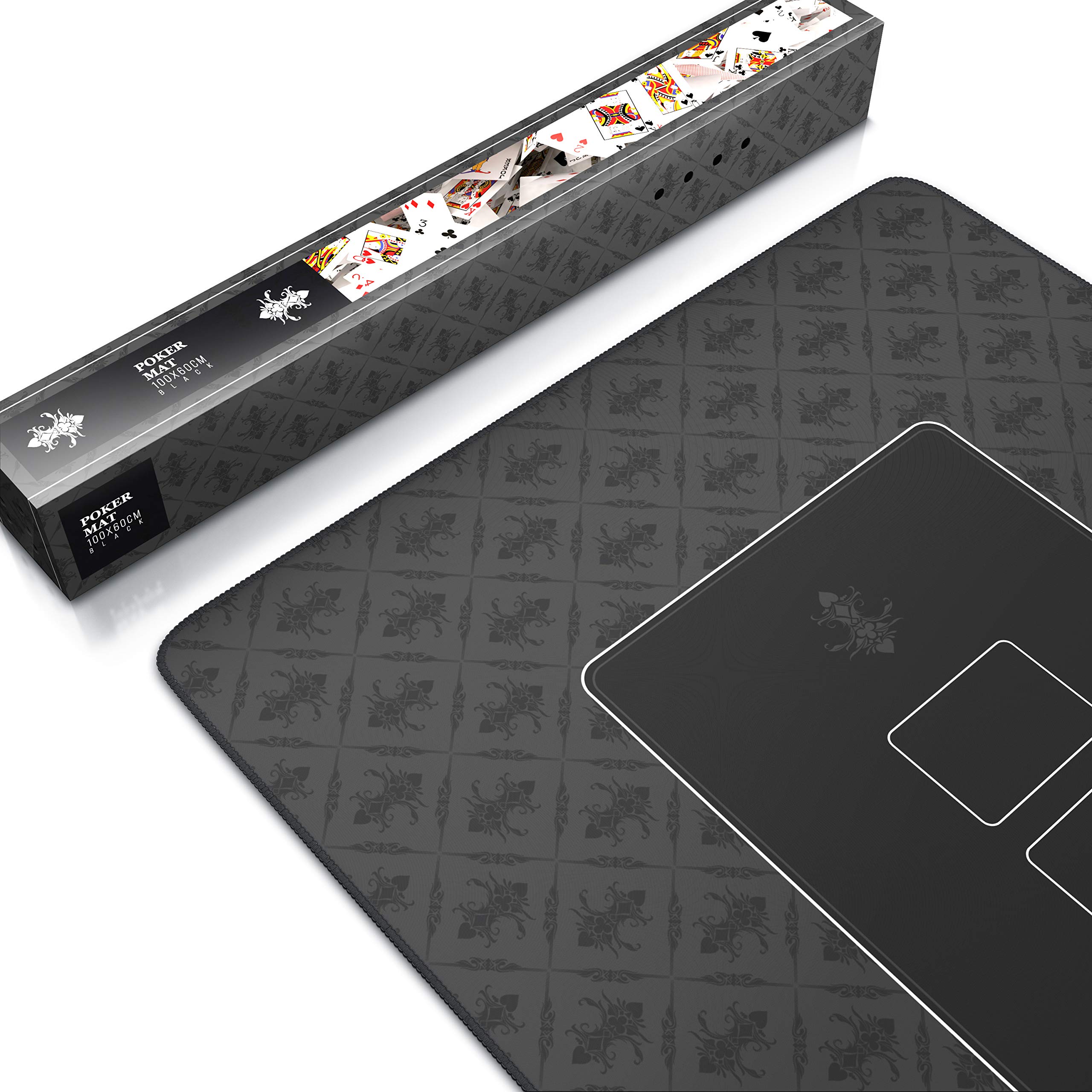 CSL-Computer Profi Pokermatte 1000 x 600 mm | XXL-Format | Pokerteppich Pokertischauflage | Gummiunterseite für stabilen Halt | abwaschbar | Design: Pokermatte | schwarz