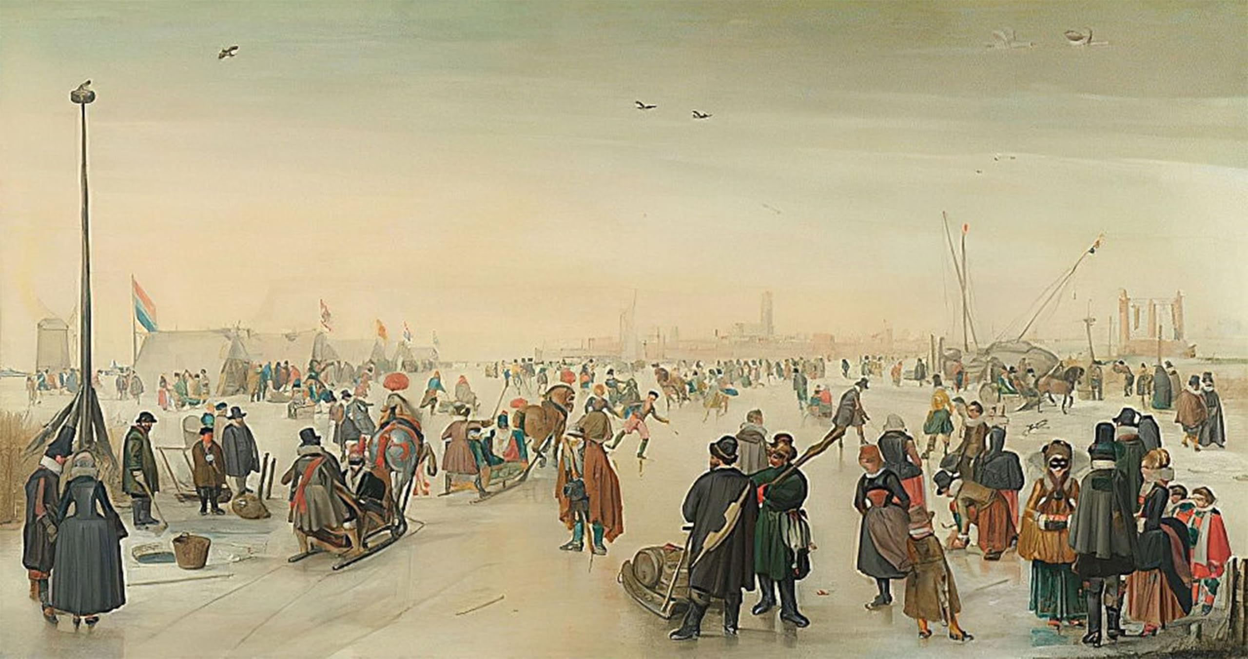 ARTXLXXBN Famous Art Print Poster Vintage Wall Art Enjoying the Ice Near a Town by Hendrick Avercamp Canvas Art Poster for Home Decor 60x90cm