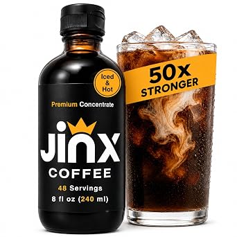 Jinx Coffee Concentrate 50x Stronger Cold Brew Coffee | Strong Caffeine Concentrated Liquid, Perfect for Instant Hot or Iced Coffees, Cold Brew Concentrate, Hot Drinks, and Instant Espresso | 48 Servings of Premium Concentrated Coffee