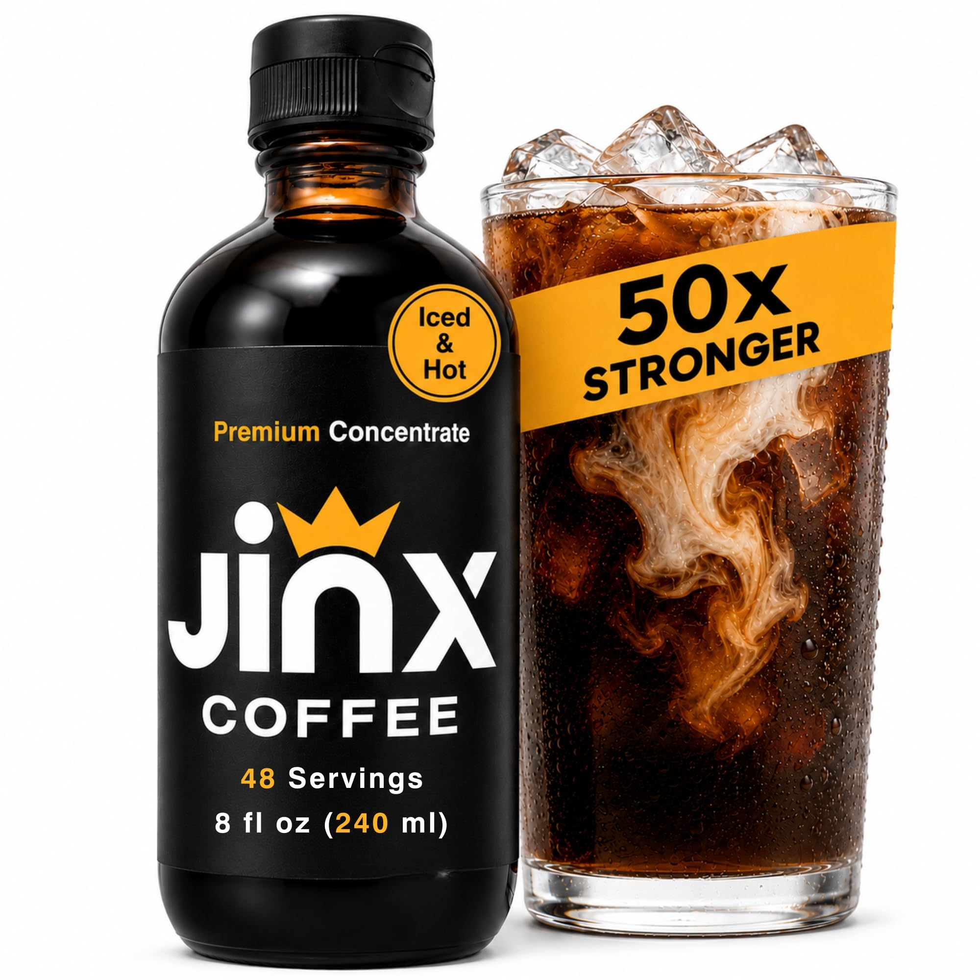 Jinx Coffee Concentrate – 50x Stronger Cold Brew Coffee | Strong Caffeine Concentrated Liquid, Perfect for Instant Hot or Iced Coffees, Cold Brew