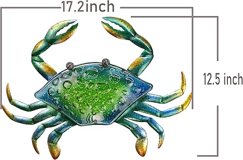 Vista 65 de JOYBee - Decoración artística de pared de vidrio fundido de metal con estrellas de mar Estrella de mar azul.,3 piezas de cangrejo,Caballito de mar