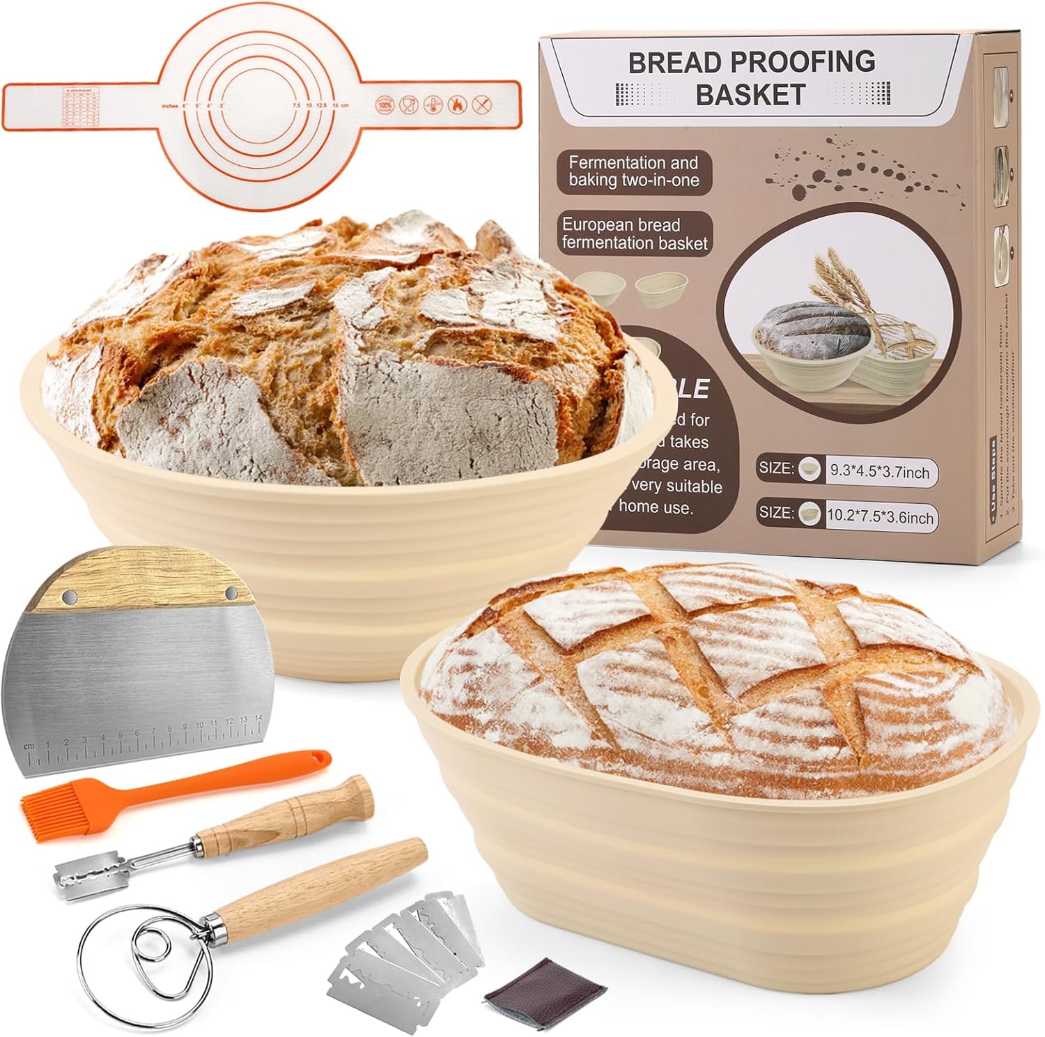 Emooncn Proofing Basket for Bread Baking, Set of 8 Proofing Baskets for