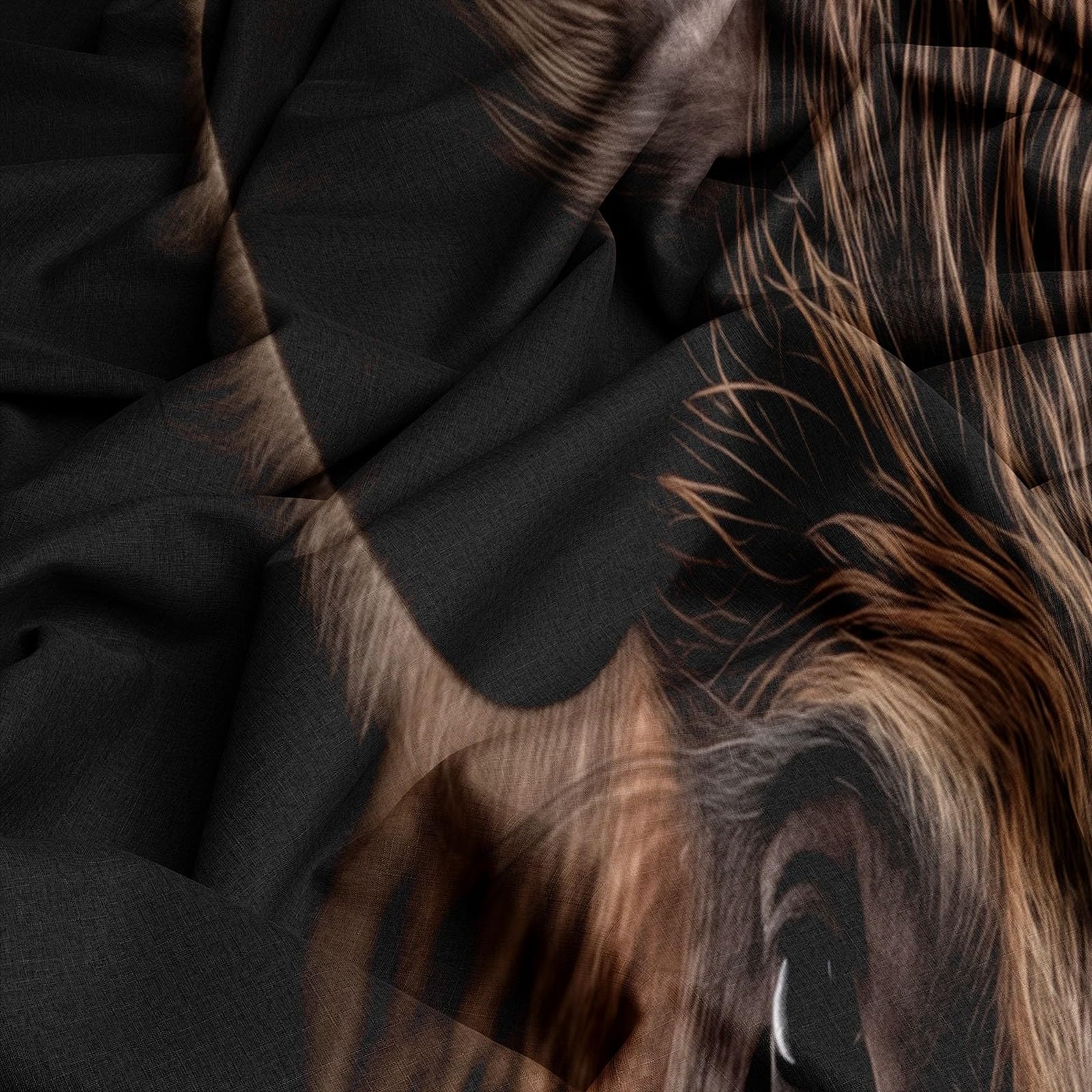 Copripiumino 220 x 240 cm 3 Pezzi in Cinghiale, documentario sul tono scuro con Chiusura e Federa copripiumino in microfibra Set di Biancheria da Letto di Stile Elegante, Marrone e nero