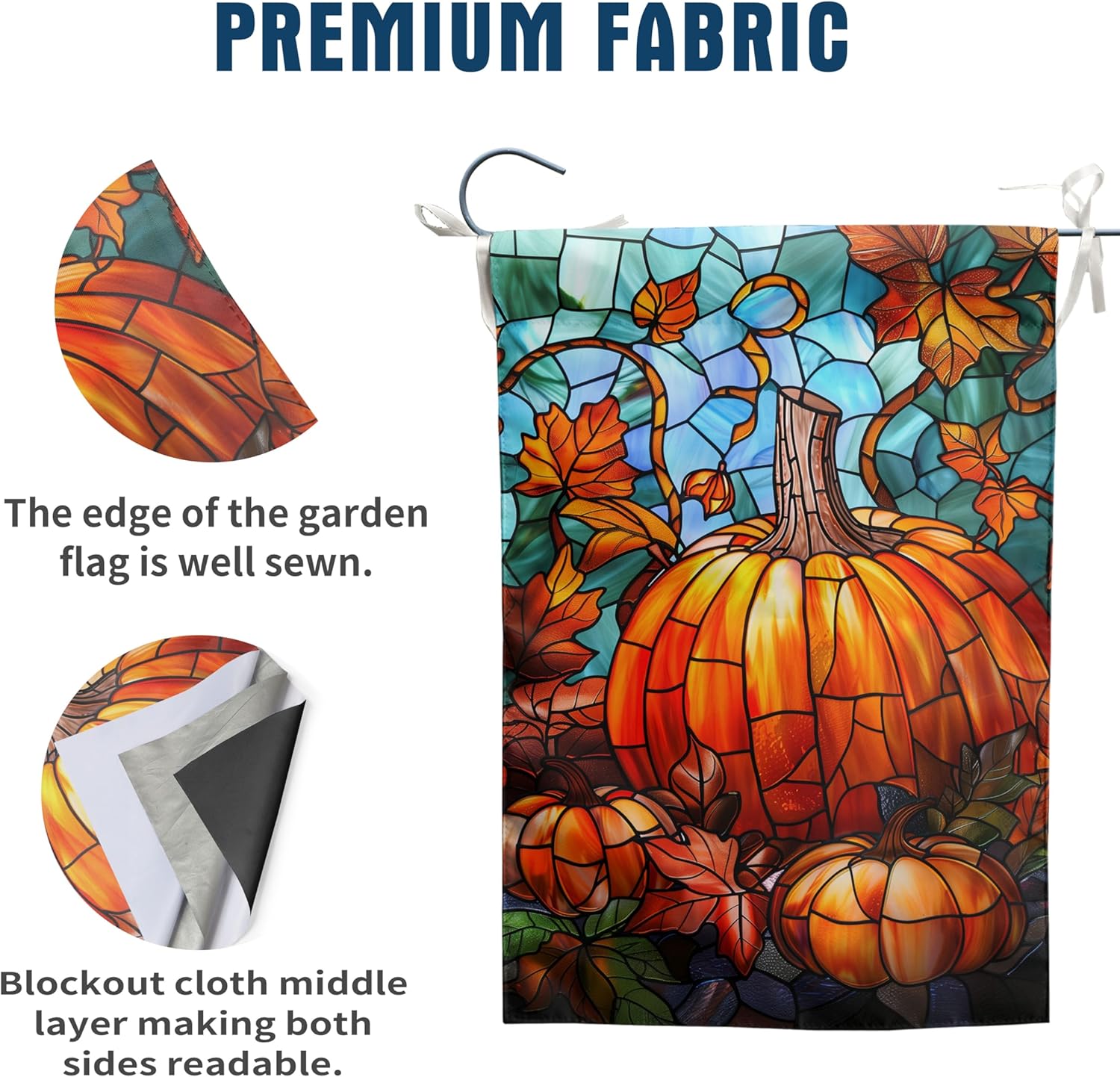 Pumpkin Fall Garden Flag Autumn flags 28x40 Double Sided Large Stained Glass Thanksgiving House Flag Harvest Yard Flag for Outside Porch Lawn Decor - Image 4