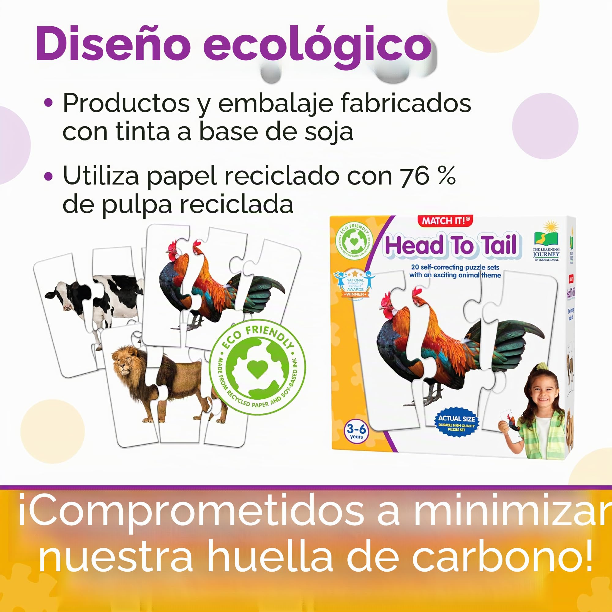 The Learning Journey Match It - Juego de rompecabezas de cabeza a cola para niños - Ayuda al desarrollo interactivo del niño, resolución de problemas y habilidades sociales - 20 juegos de rompecabezas