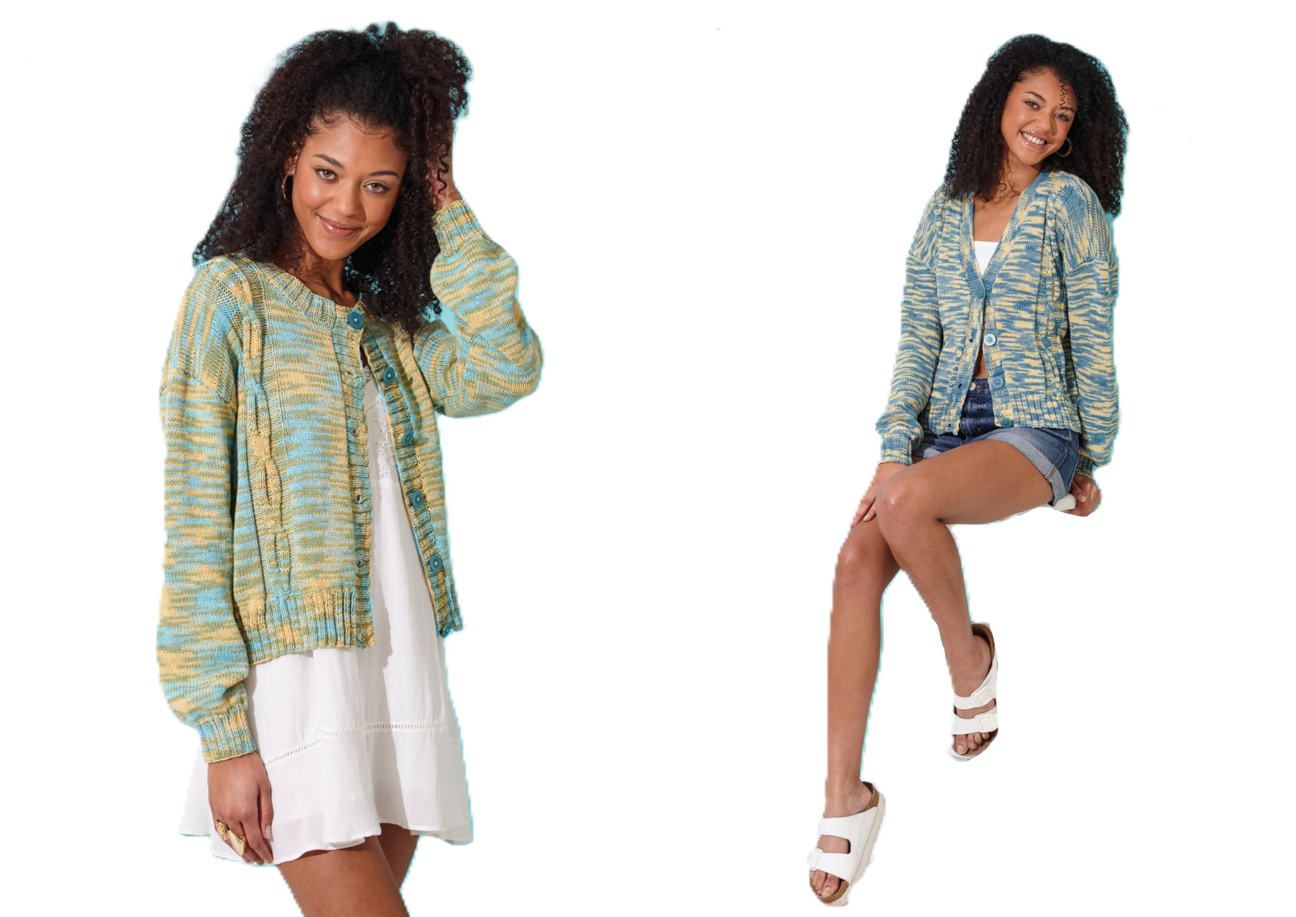 King Cole Women’s Knitting Pattern Double Knit Cardigans (6130), 32” – 50” (81cm – 127cm)