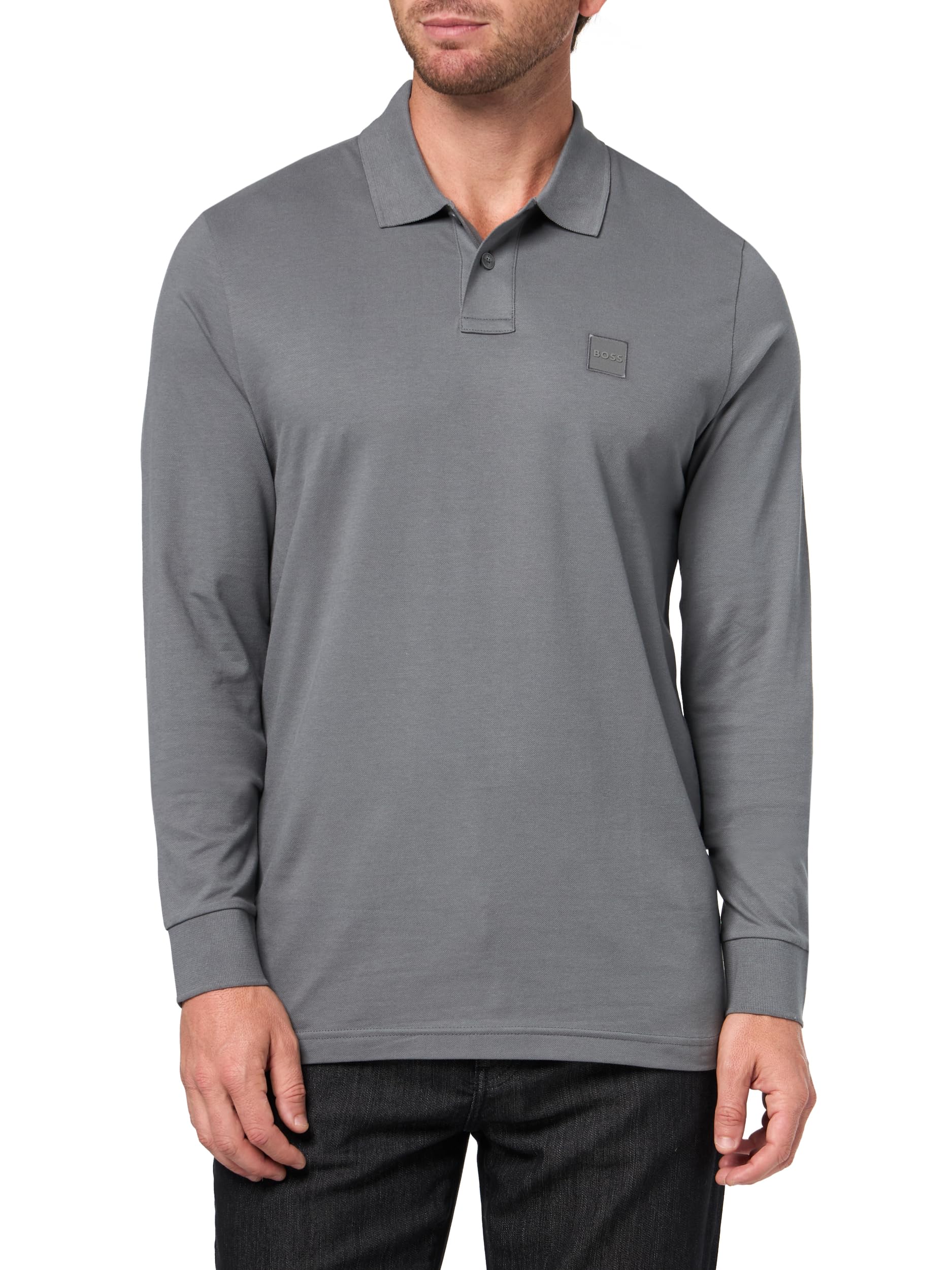 

                                                    BOSS, Square Patch Logo Slim Fit Long Sleeve Polo 