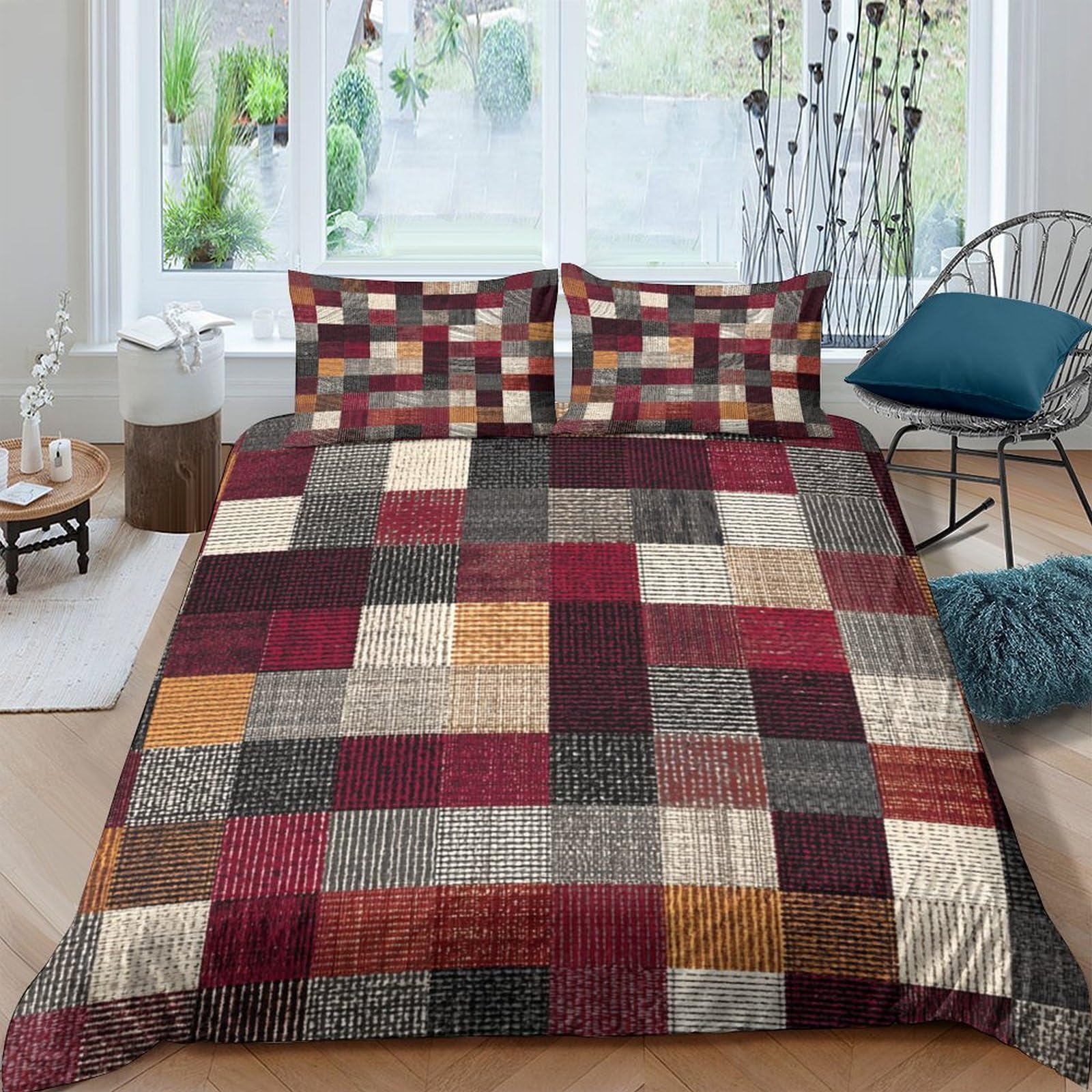 Ctjqhvkz Style-4 3D Printed Patchwork Fitted Sheet Microfiber Colourful Mosaic Bed Cover For Bedroom Guest Room Mattress Decor Single（135X200cm）