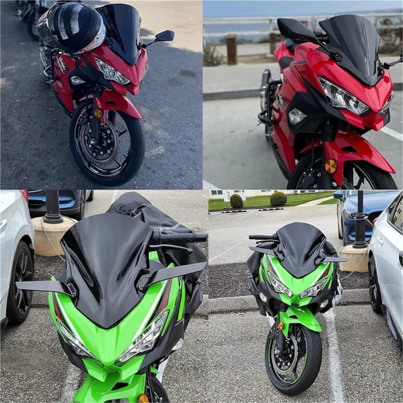 Parabrezza Moto Spoiler Adatto per NINJA250 400 EX400 2018-2023 Accessori per la modifica del parabrezza a doppia bolla per moto