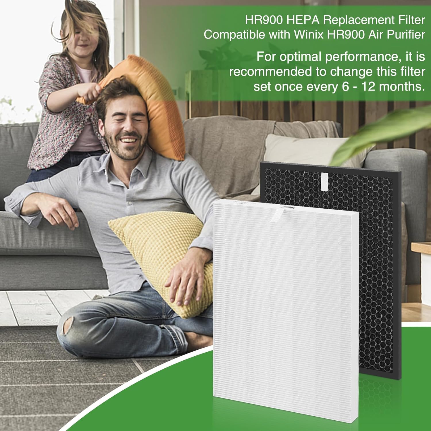 HR900 Filter Replacement Compatible with Winix HR900 Ultimate Pet Purfier (1-Pack HEPA + 1-Pack Carbon Filter) - Image 5