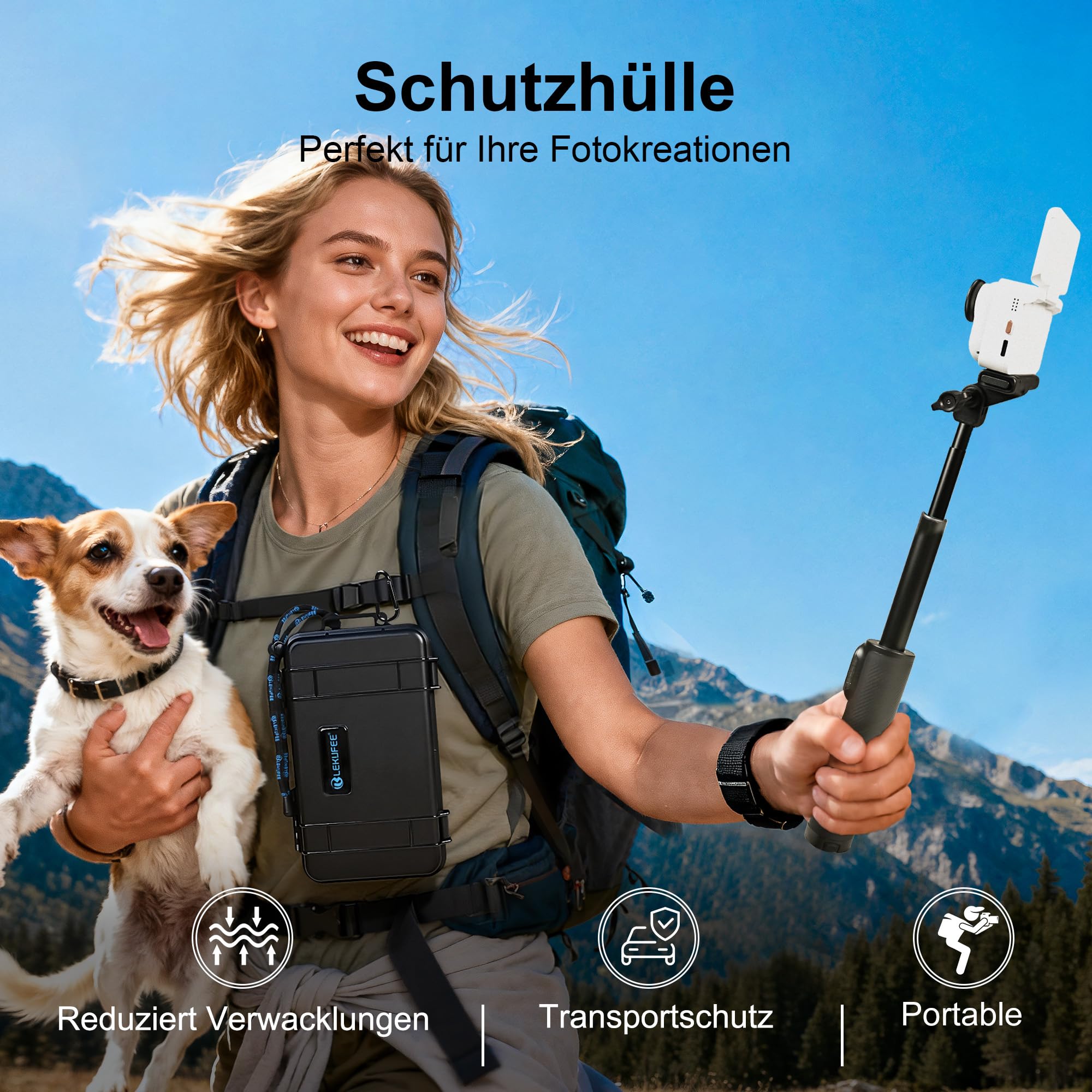 LEKUFEE Reise-Wasserdicht Reisekoffer für Insta360 GO Ultra, Standard-Bundle, Creator-Bundle und weiteres Zubehör (nur Koffer & Tasche)